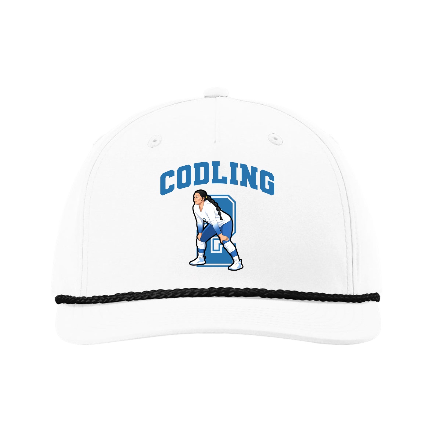 Five-Panel Classic Rope Cap — Number in White