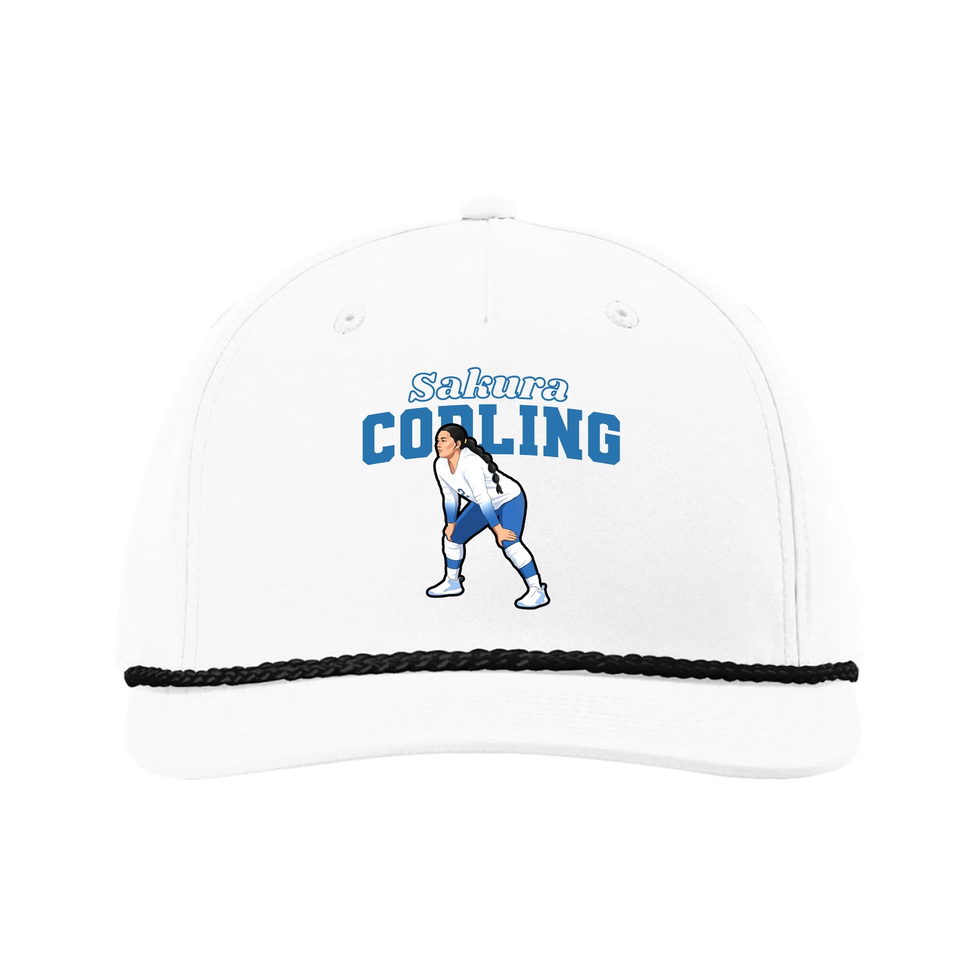 Five-Panel Classic Rope Cap — Name Arch in White
