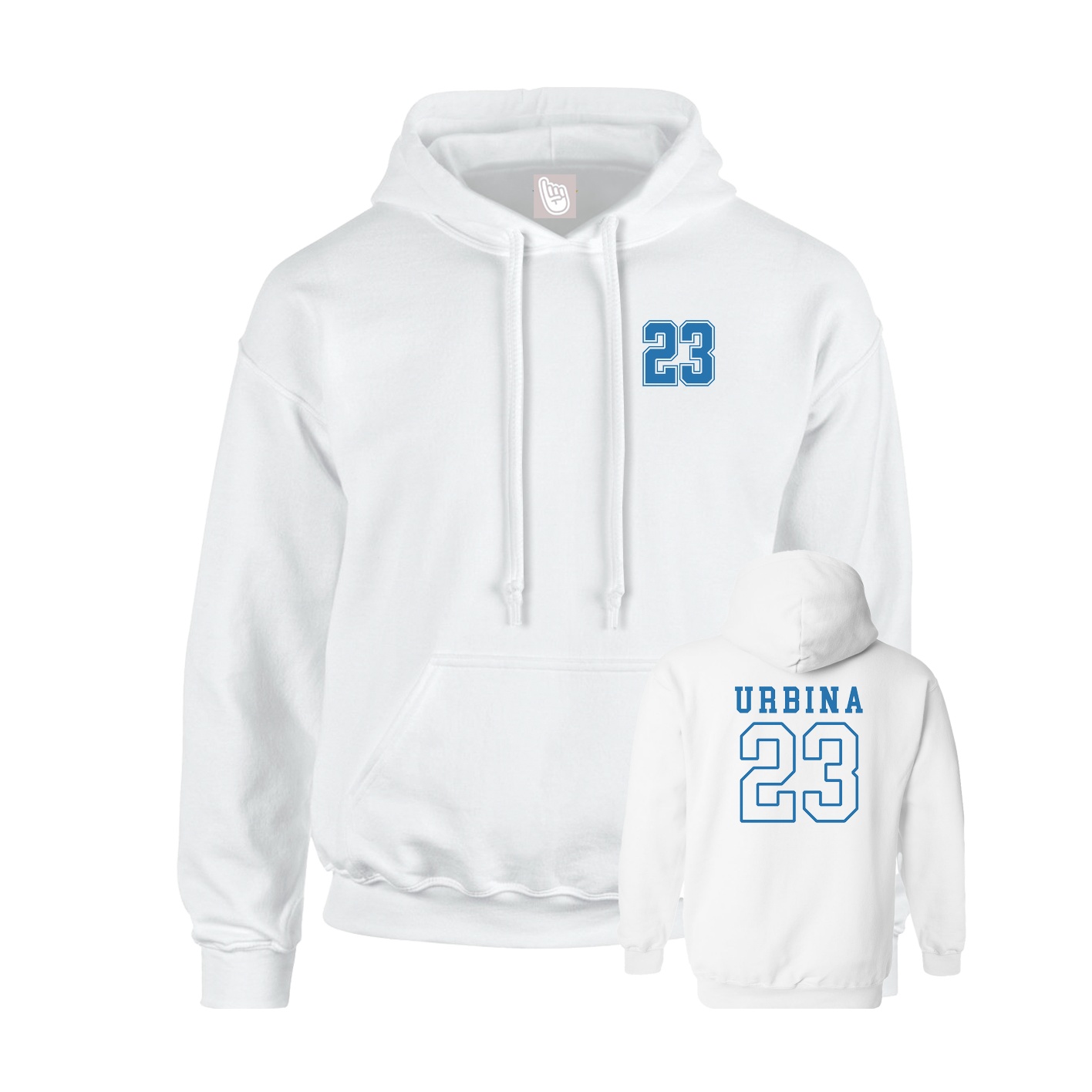 Youth Hoodie — Chest Back in White