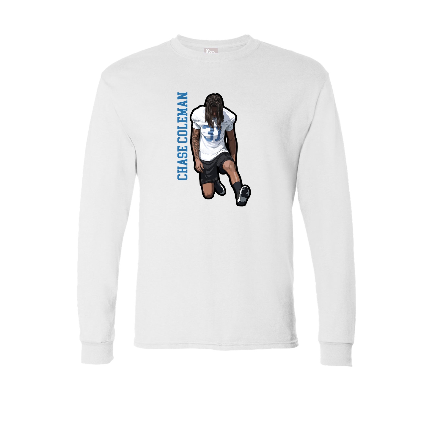 Long Sleeve Tee — Name Vertical in White