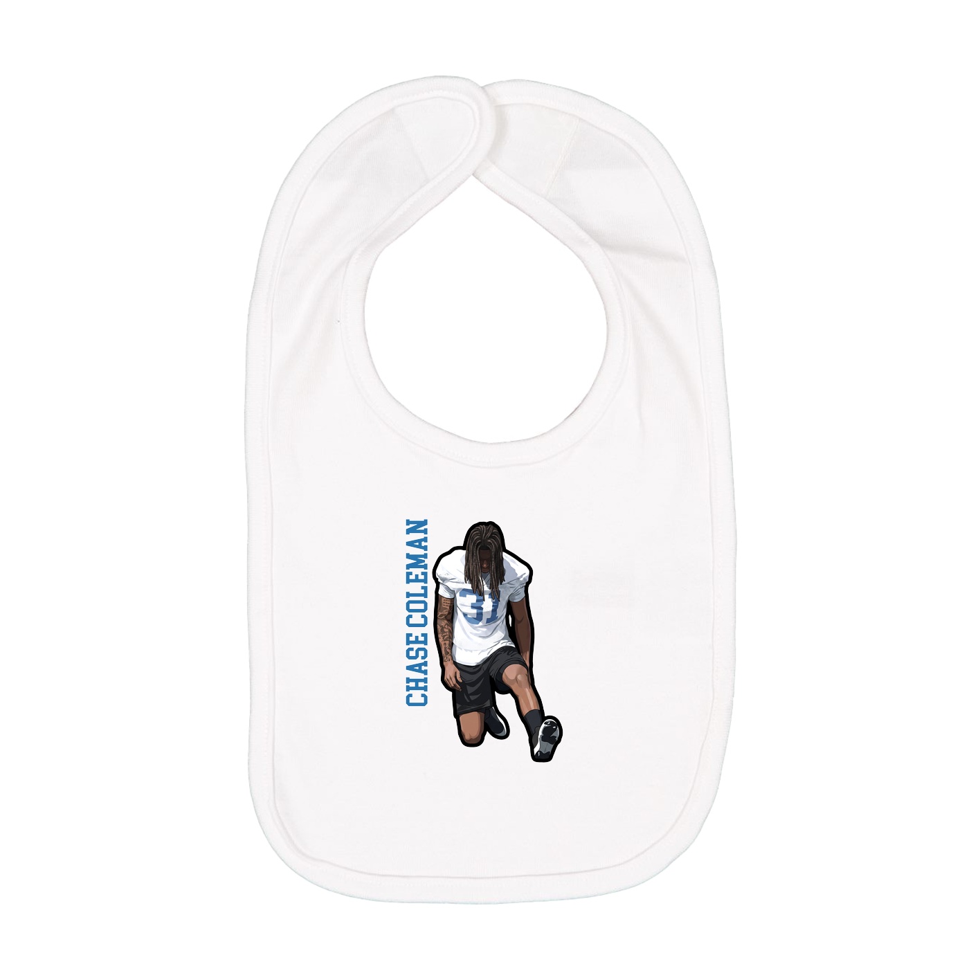 Infant Bib — Name Vertical in White
