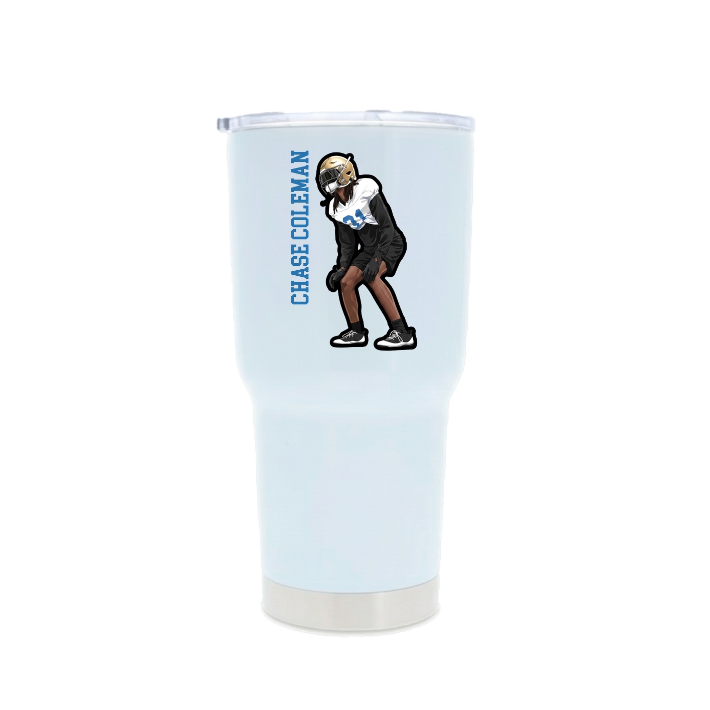 30oz Stainless Steel Tumbler — Name Vertical in White
