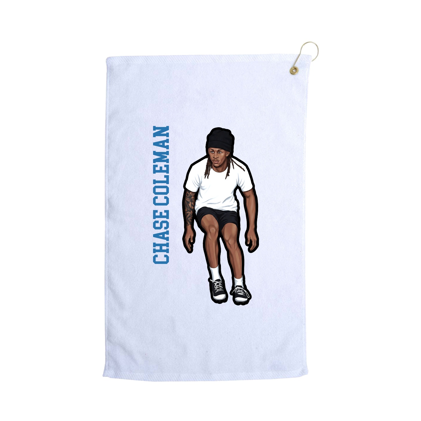 Golf Towel — Name Vertical in White