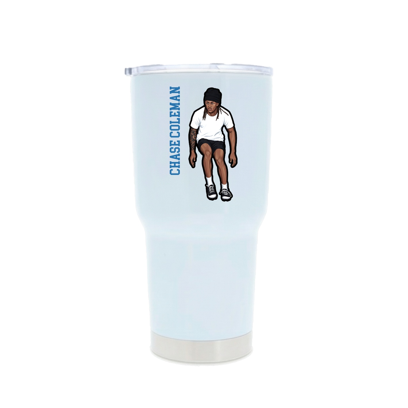 30oz Stainless Steel Tumbler — Name Vertical in White