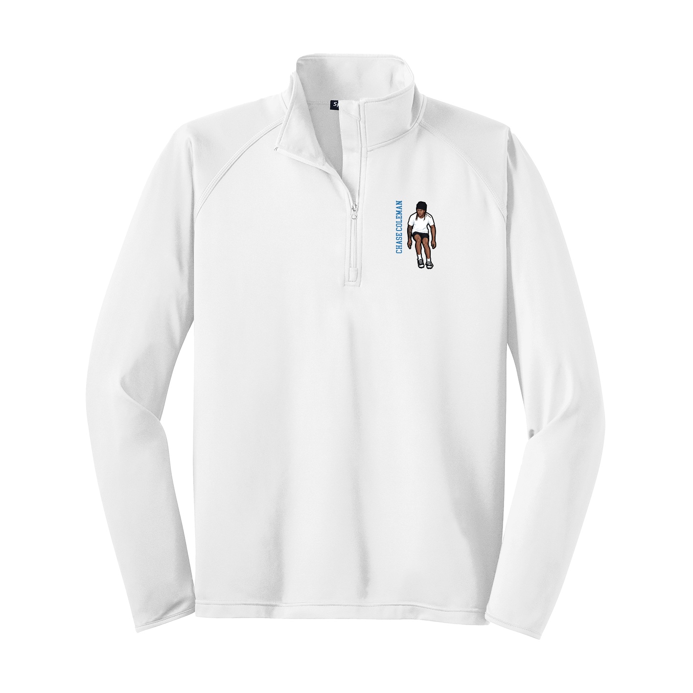 Q-Zip Pullover — Name Vertical in White