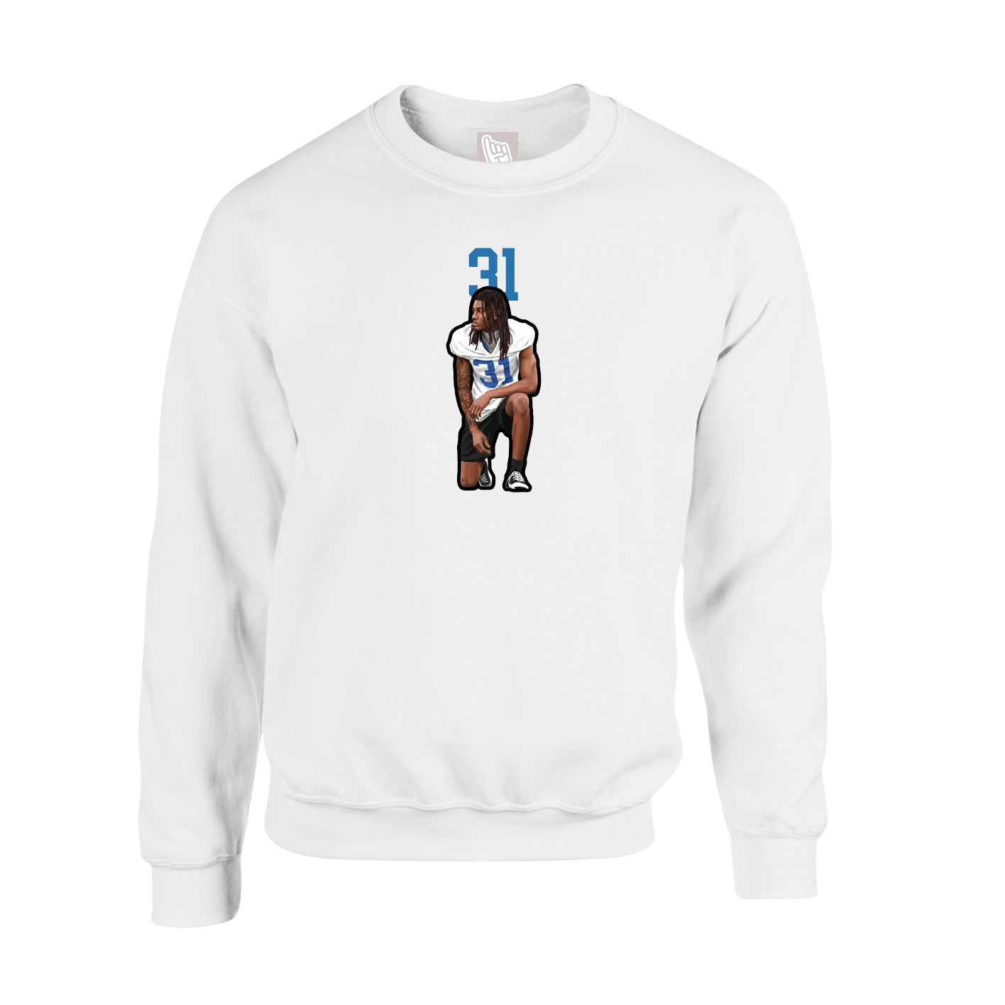 Fleece Crew — Number Top in White