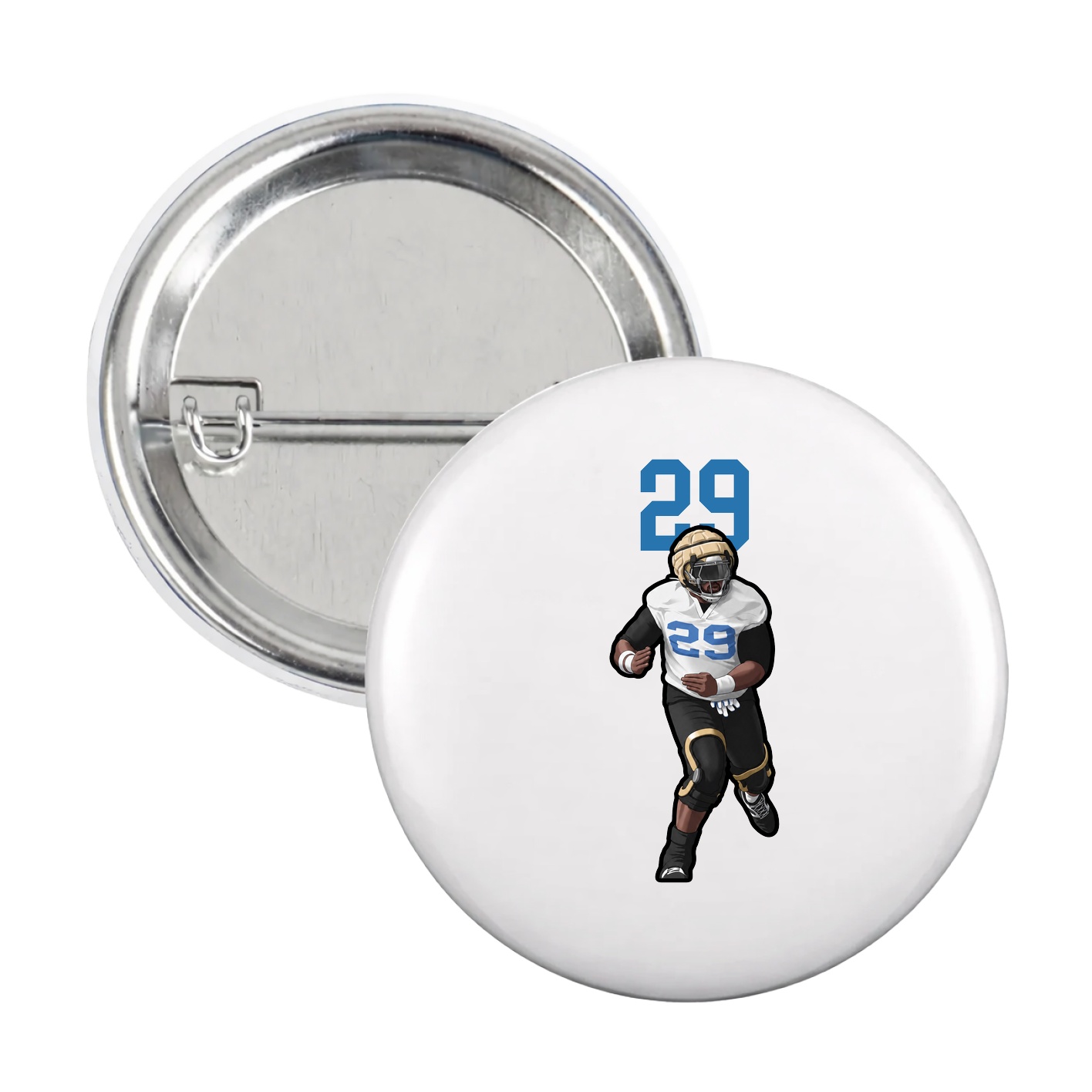 Game Day Button — Number Top in White