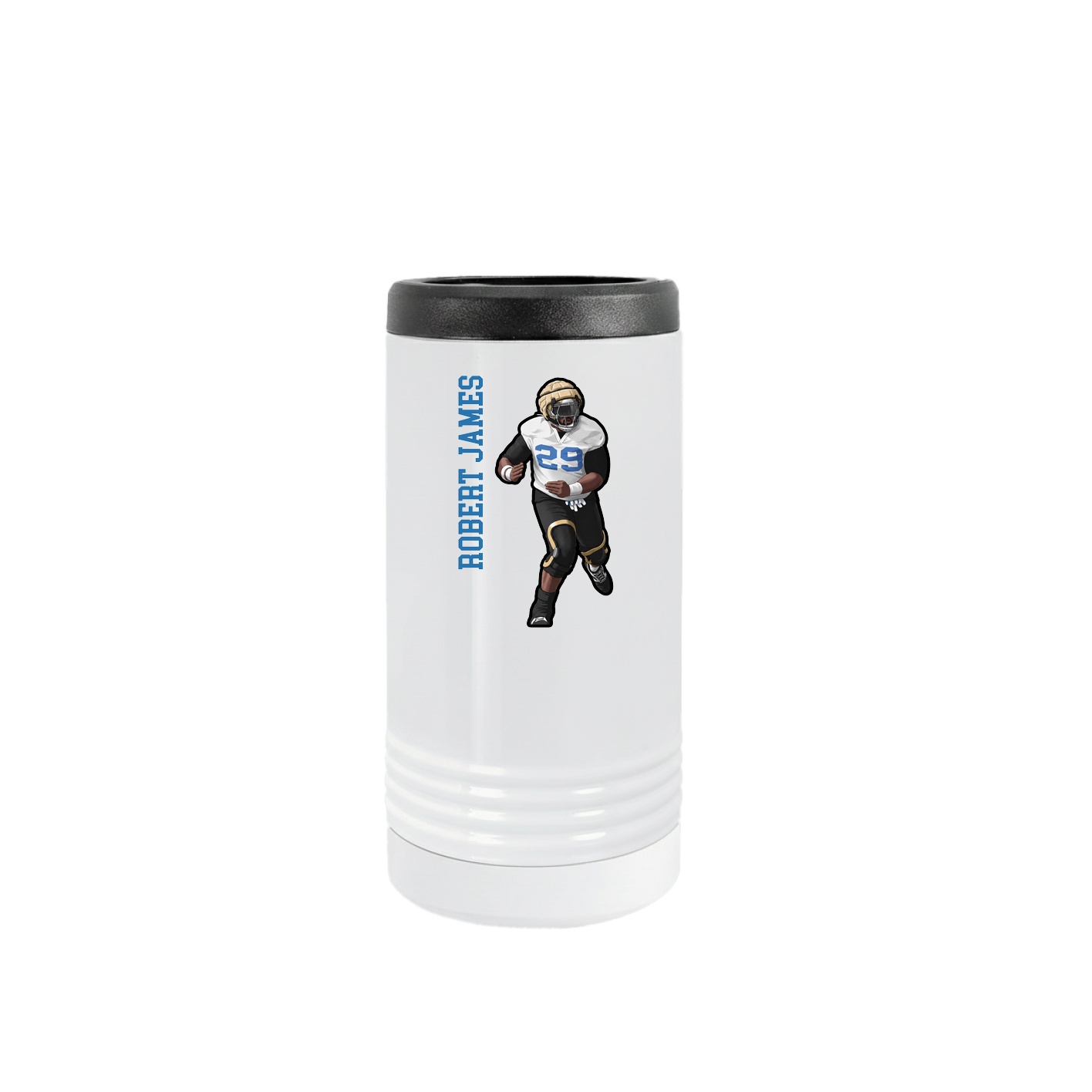 Slim Beverage Holder — Name Vertical in White