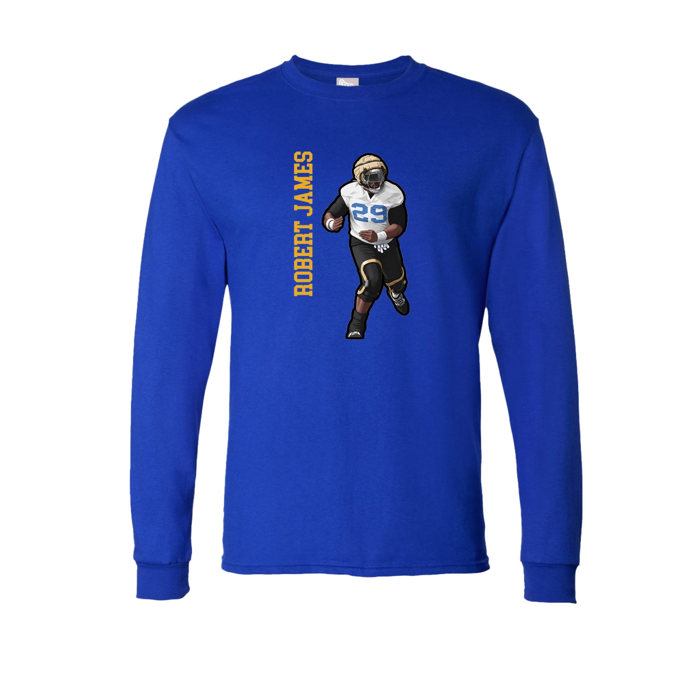 Long Sleeve Tee — Name Vertical in Royal