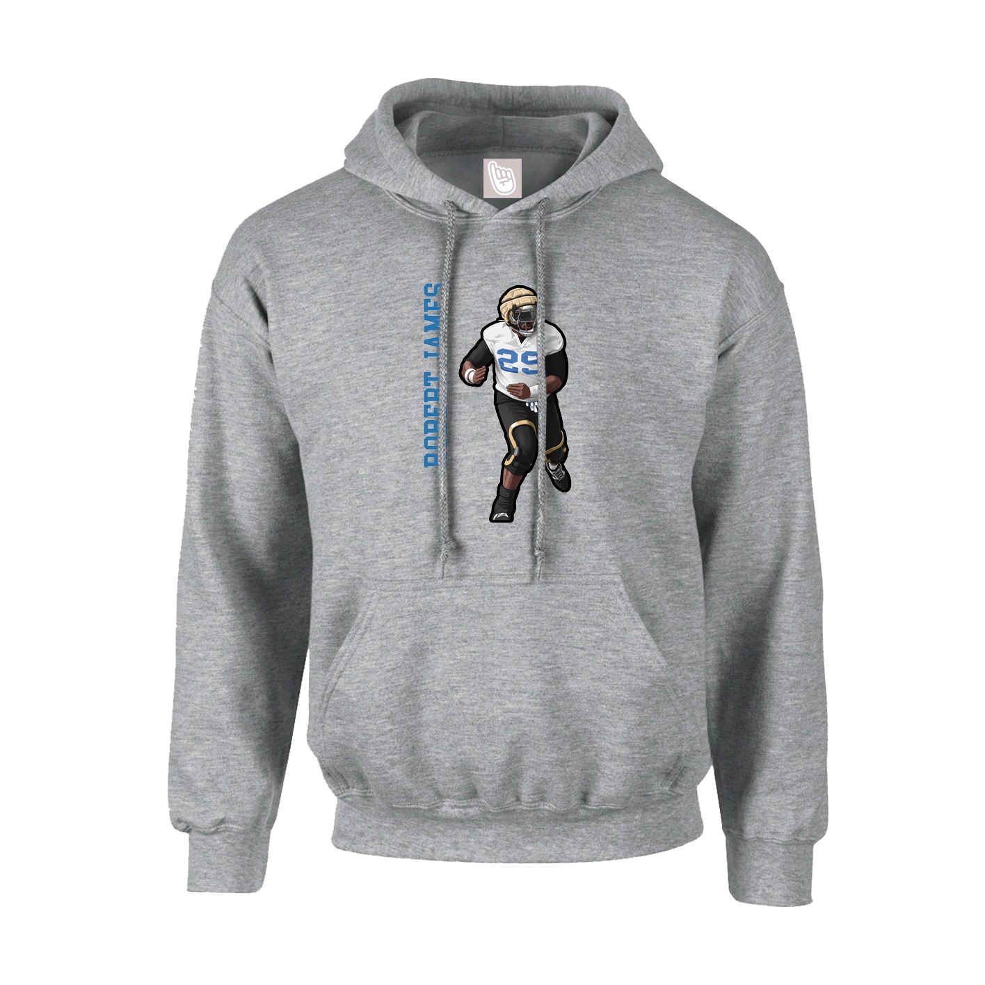 Hoodie — Name Vertical in Grey