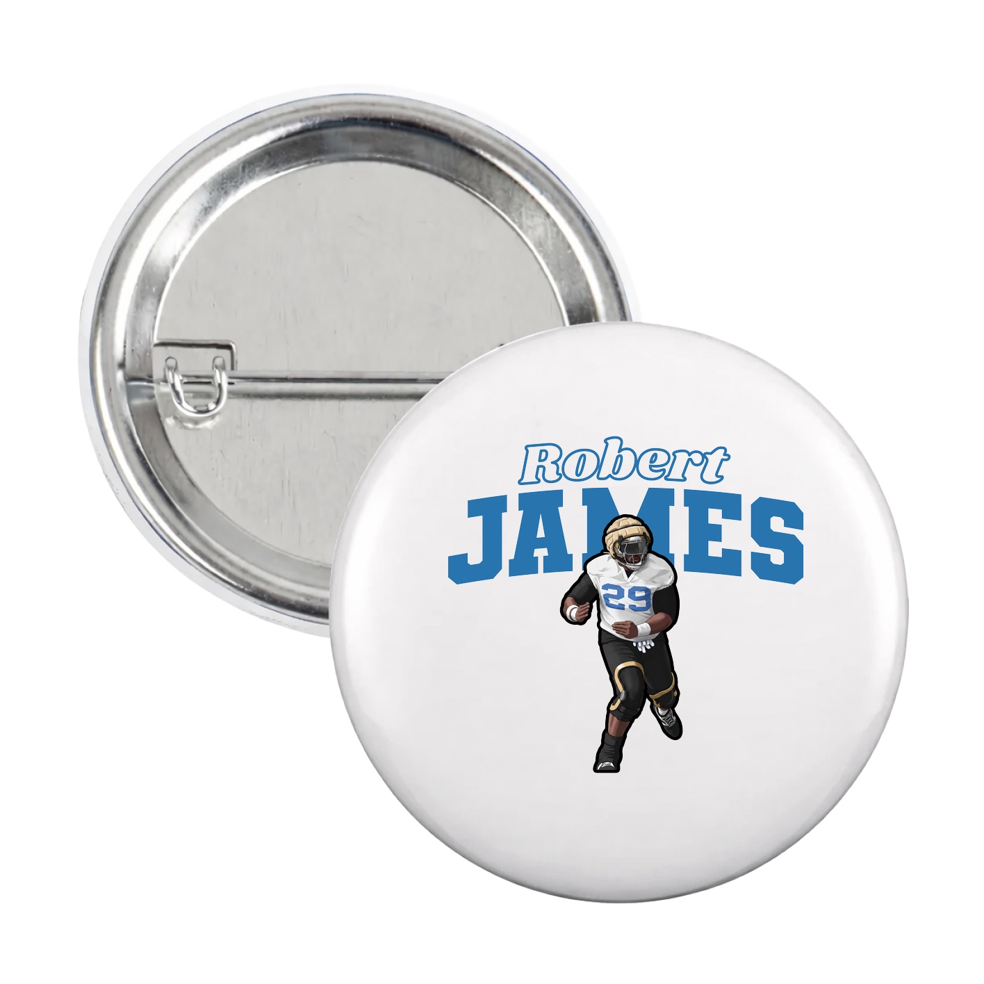 Game Day Button — Name Arch in White