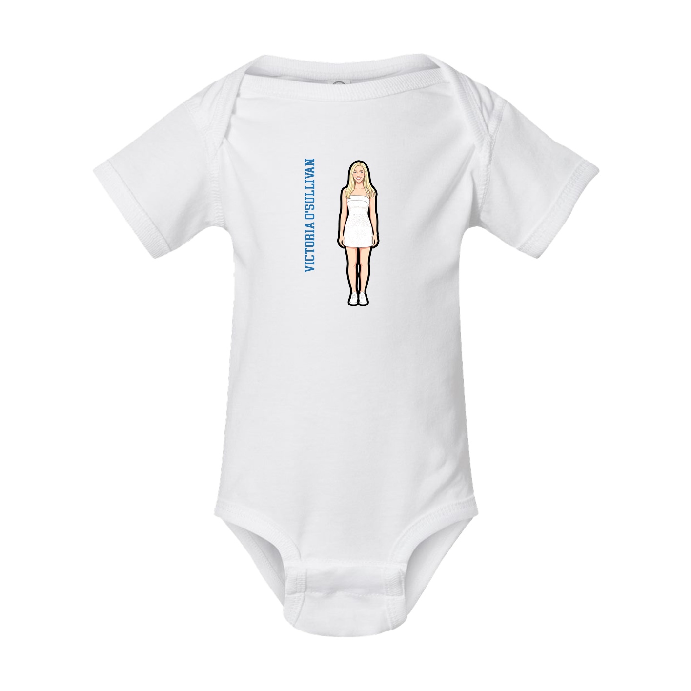 Baby Onesie — Name Vertical in White