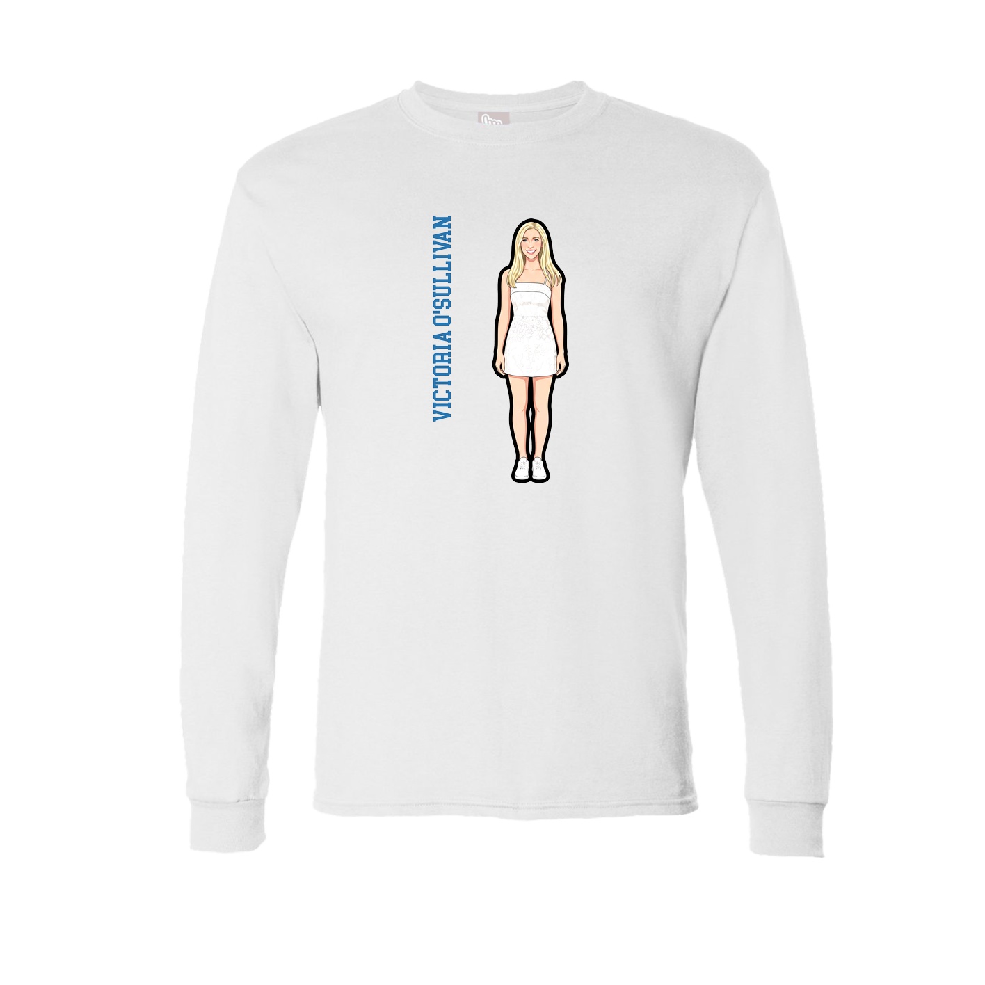 Long Sleeve Tee — Name Vertical in White