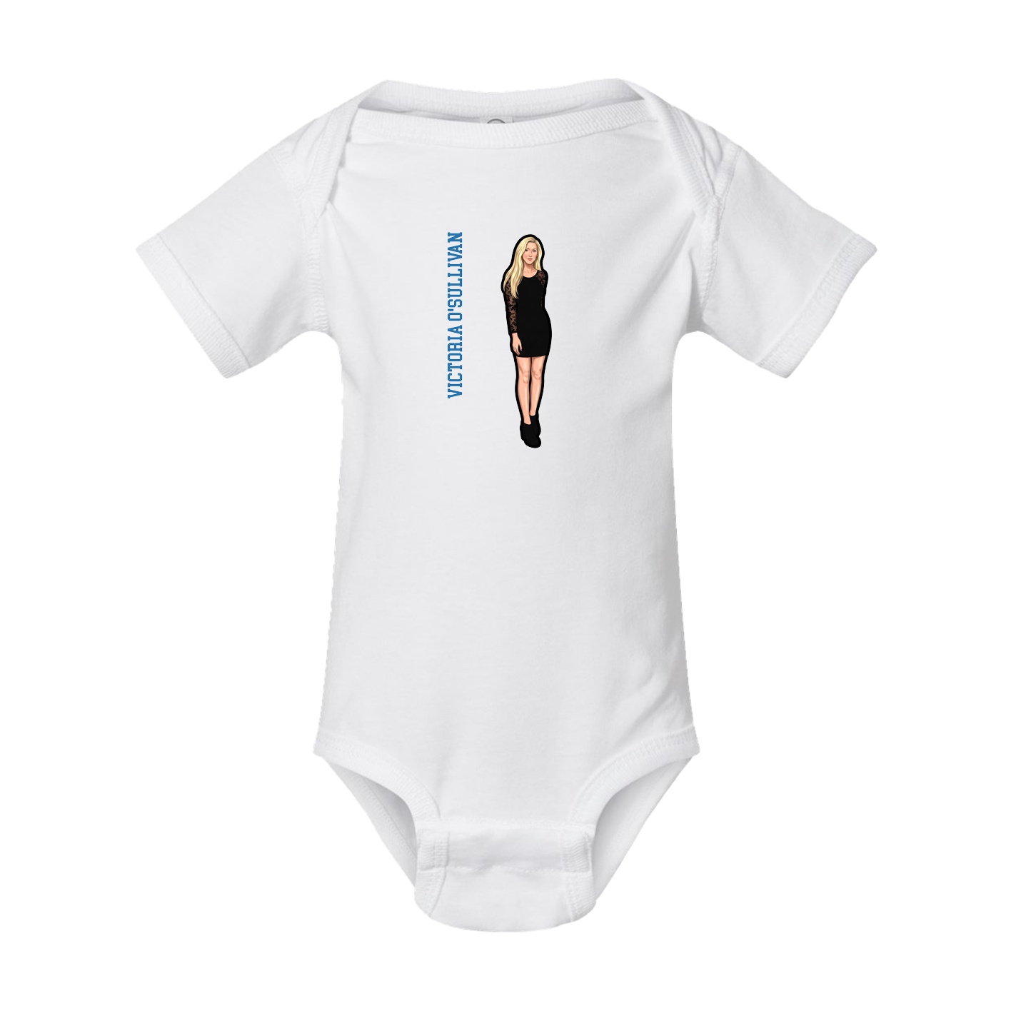 Baby Onesie — Name Vertical in White