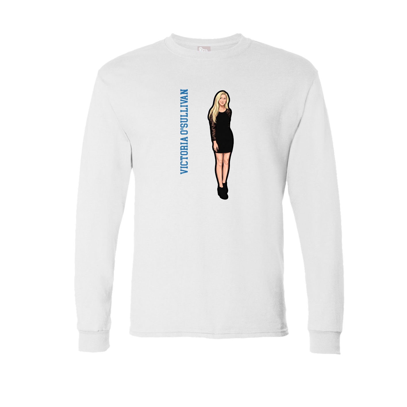 Long Sleeve Tee — Name Vertical in White