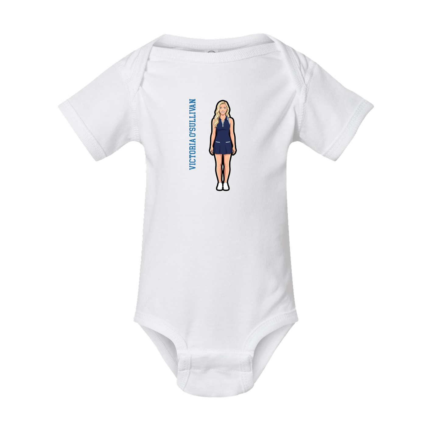 Baby Onesie — Name Vertical in White