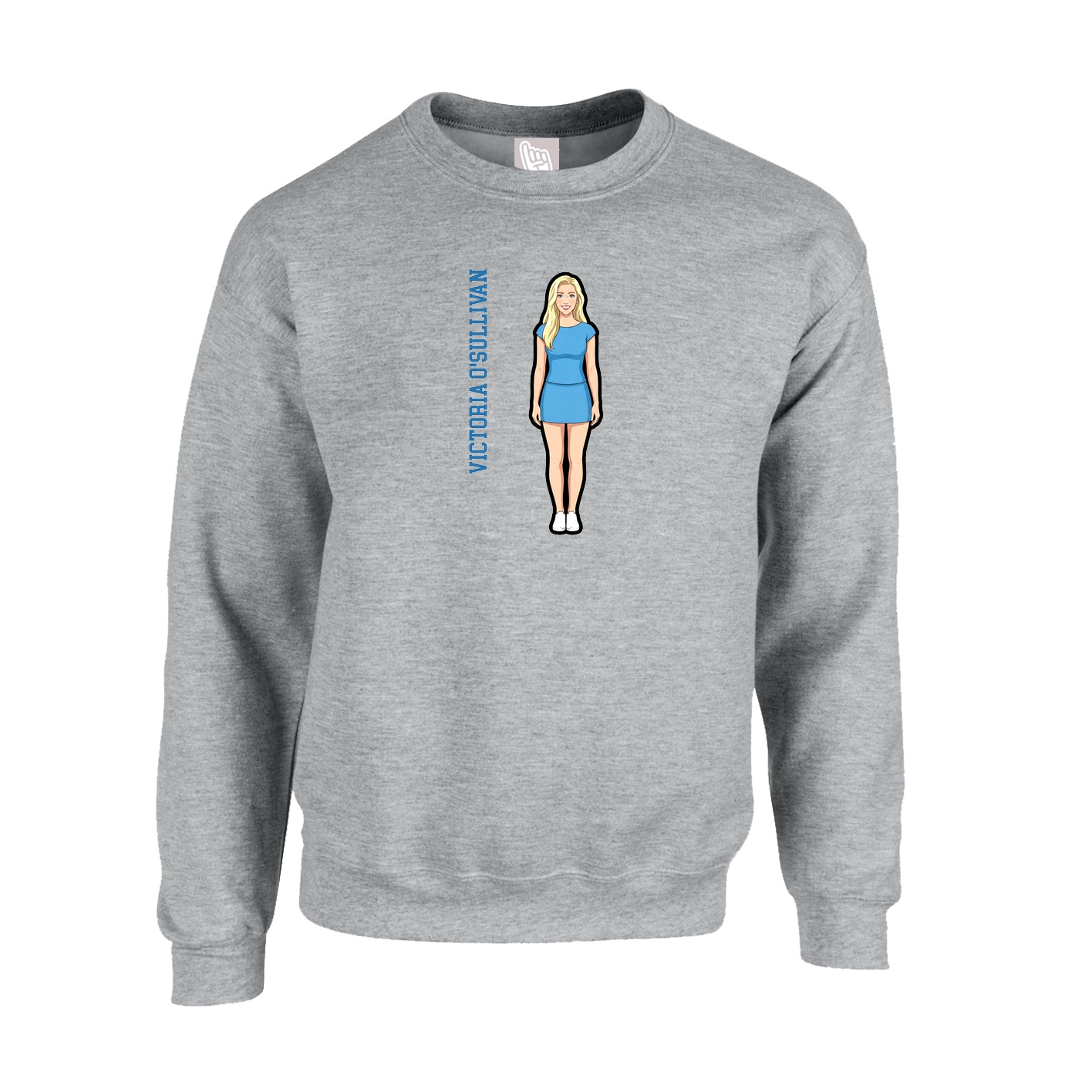Fleece Crew — Name Vertical in Grey