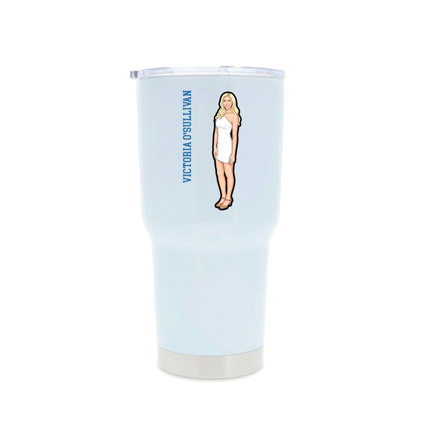 30oz Stainless Steel Tumbler — Name Vertical in White