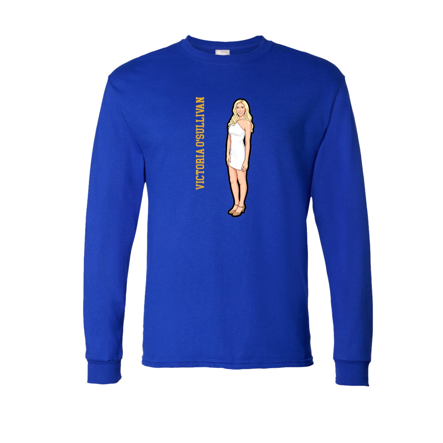 Long Sleeve Tee — Name Vertical in Royal