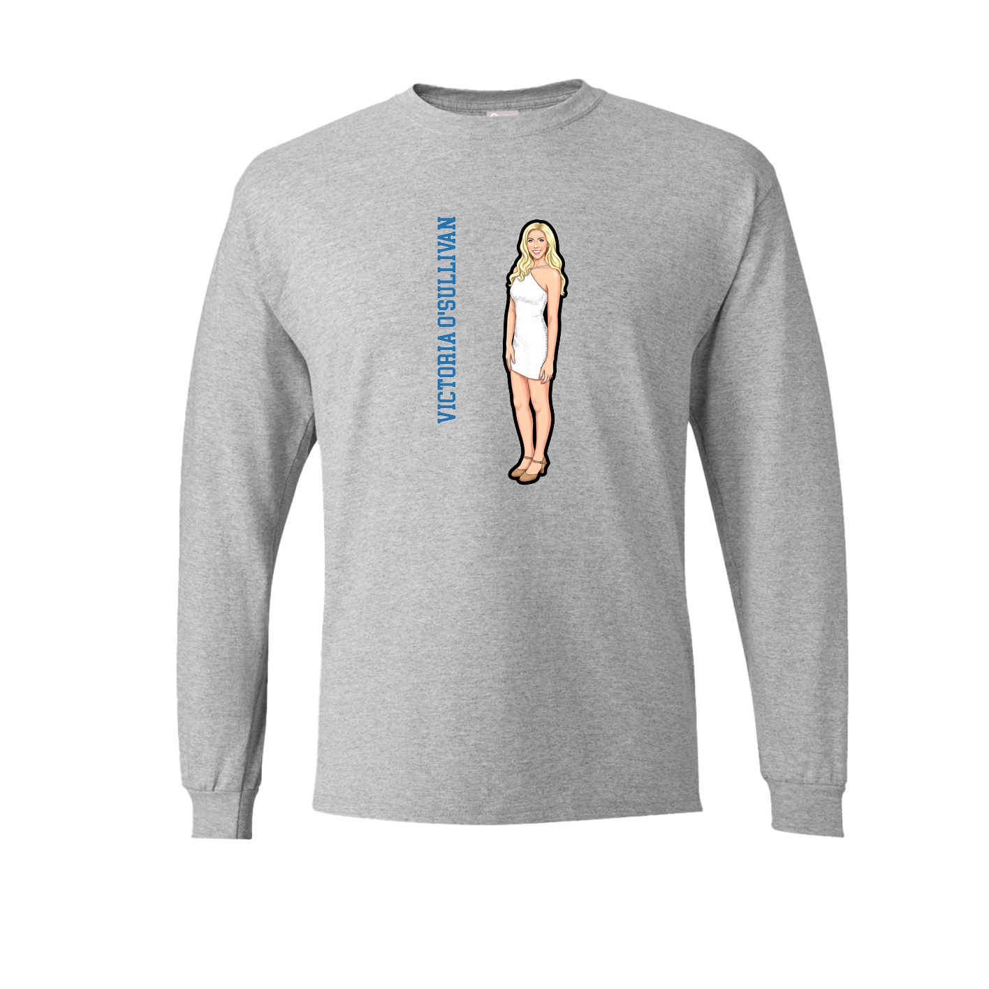 Long Sleeve Tee — Name Vertical in Grey