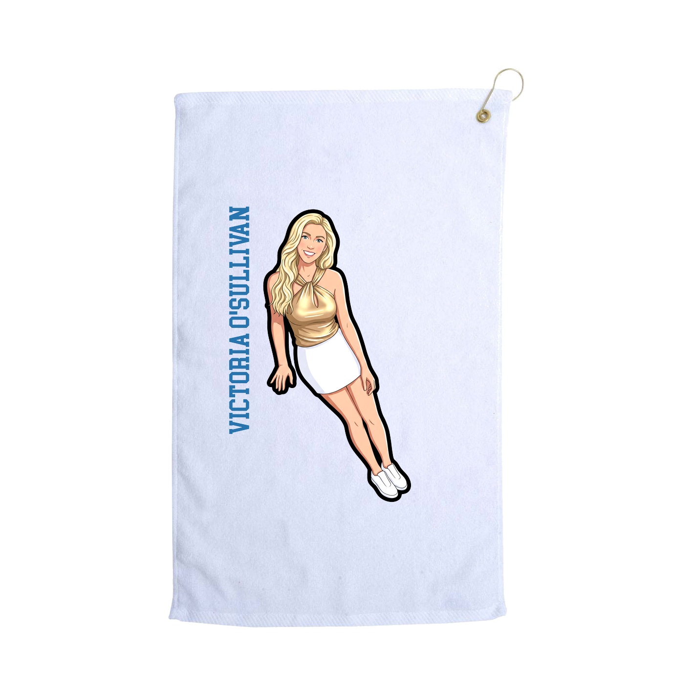 Golf Towel — Name Vertical in White