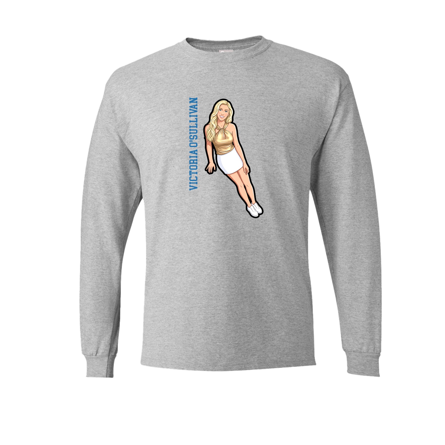 Long Sleeve Tee — Name Vertical in Grey