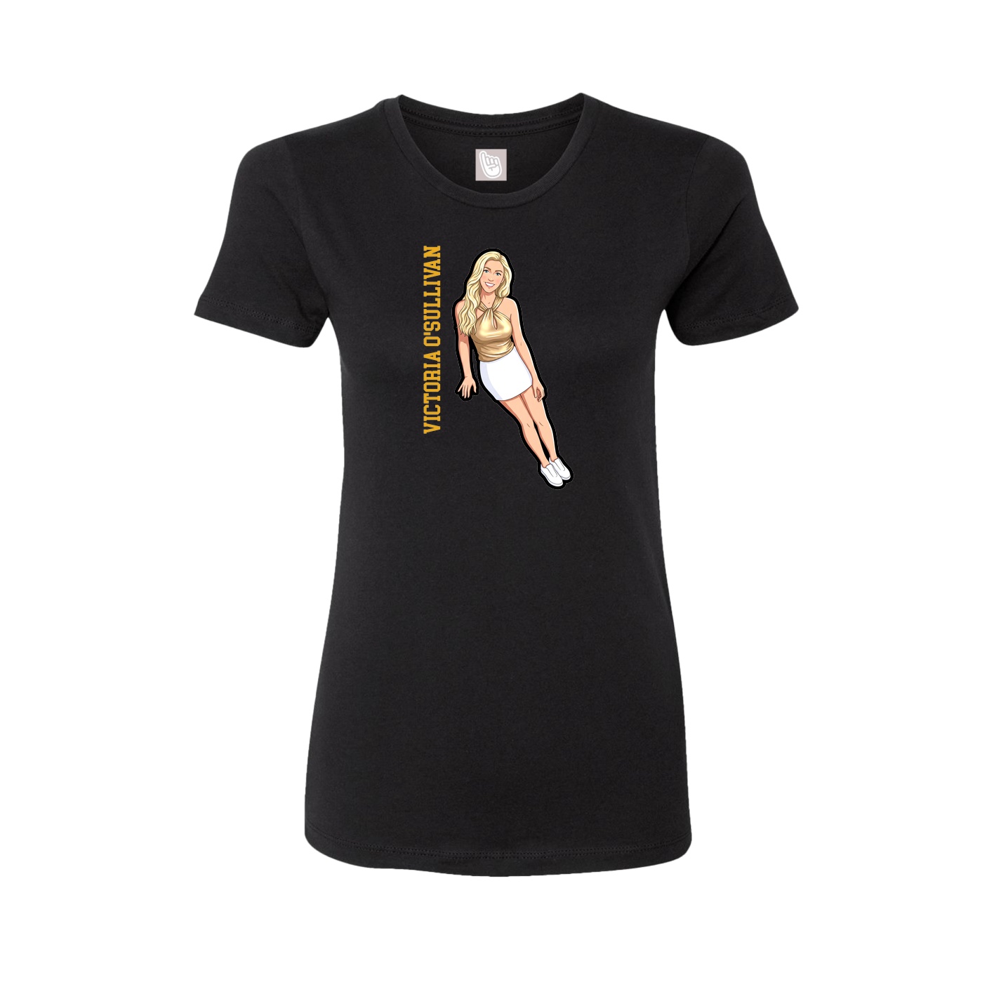 Womens Tee — Name Vertical in Black