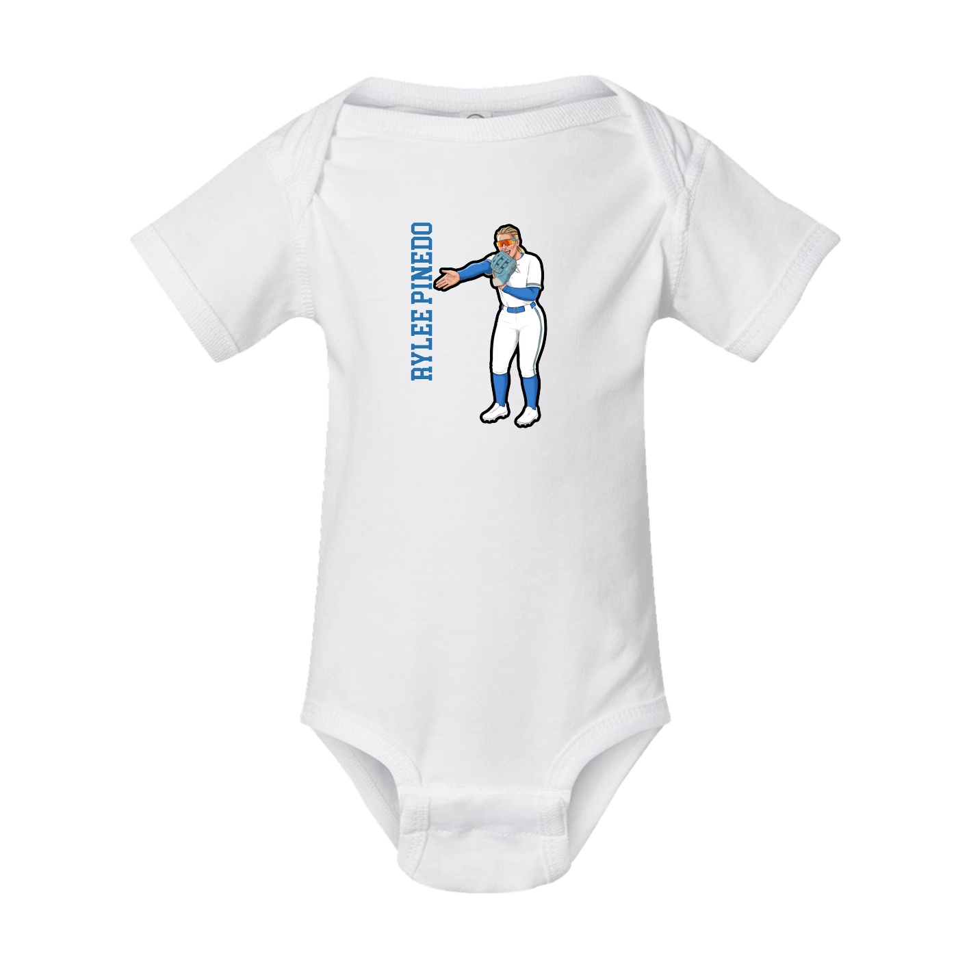 Baby Onesie — Name Vertical in White
