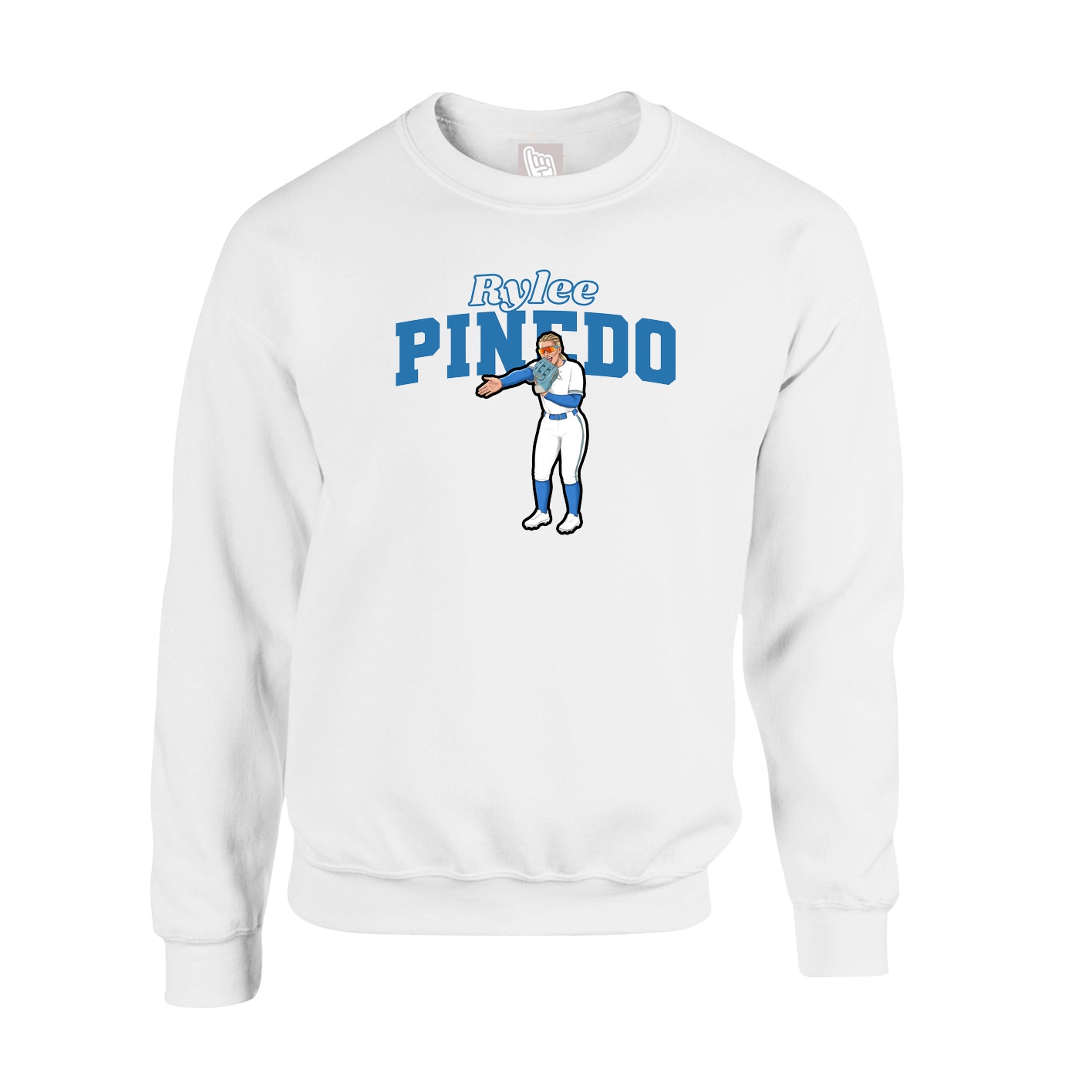 Fleece Crew — Name Arch in White