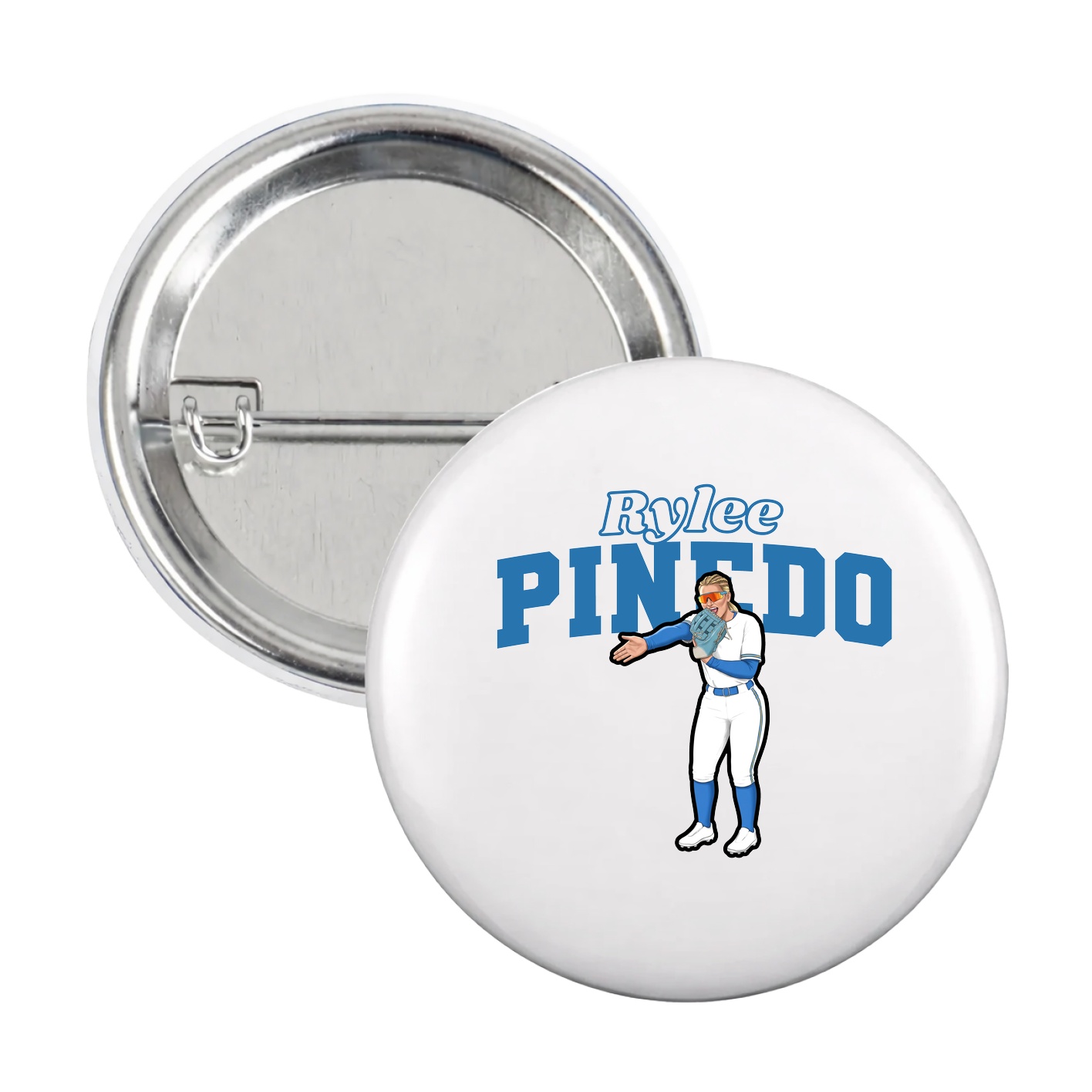 Game Day Button — Name Arch in White