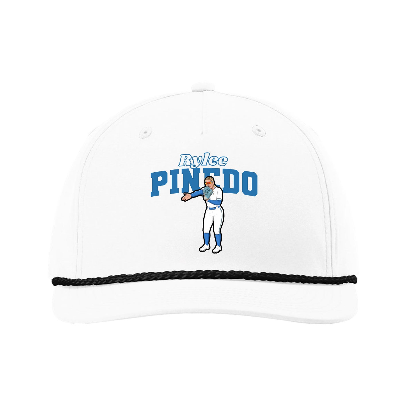 Five-Panel Classic Rope Cap — Name Arch in White