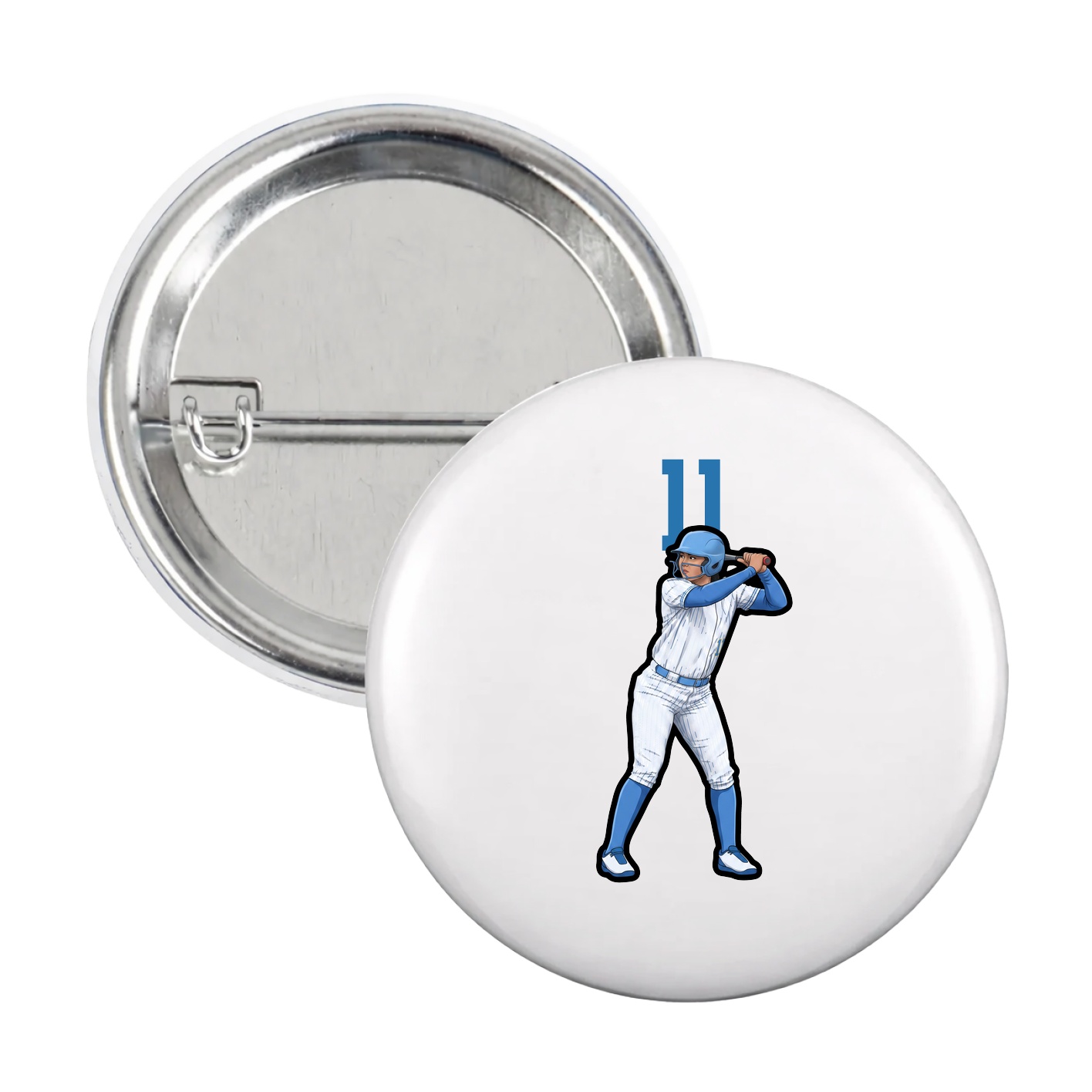 Game Day Button — Number Top in White