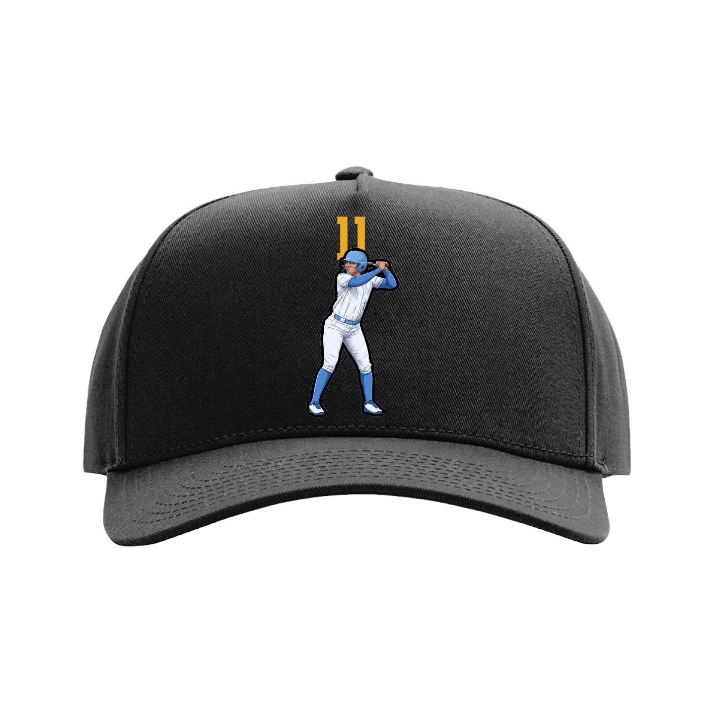 Full Fabric Five-Panel Champ Cap — Number Top in Black