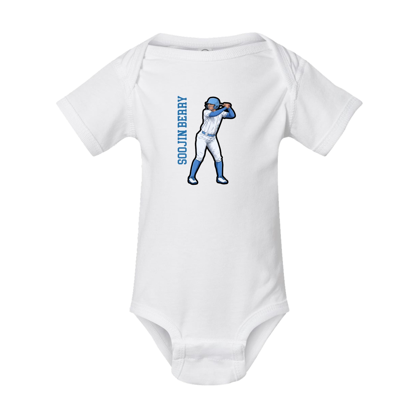 Baby Onesie — Name Vertical in White