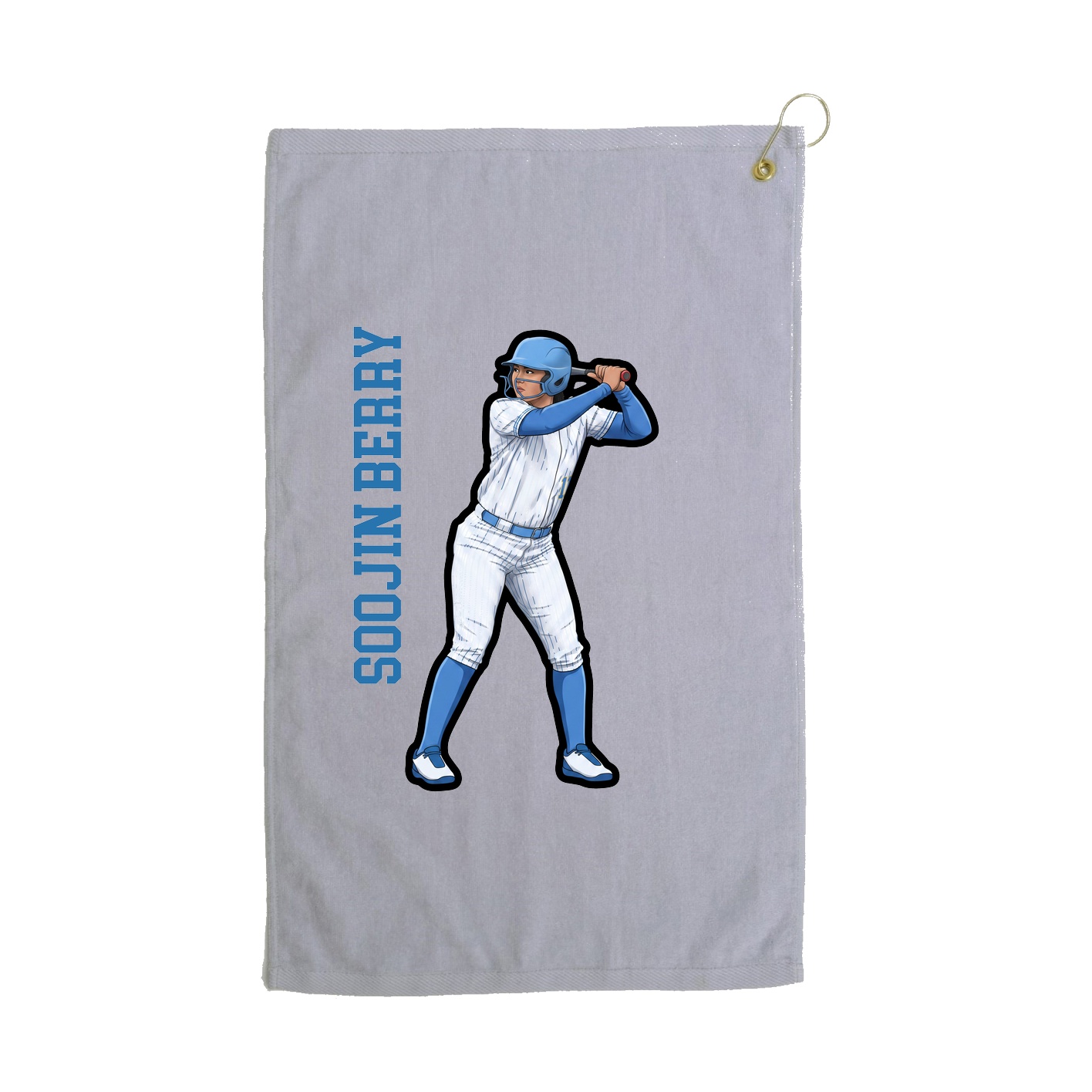 Golf Towel — Name Vertical in Grey