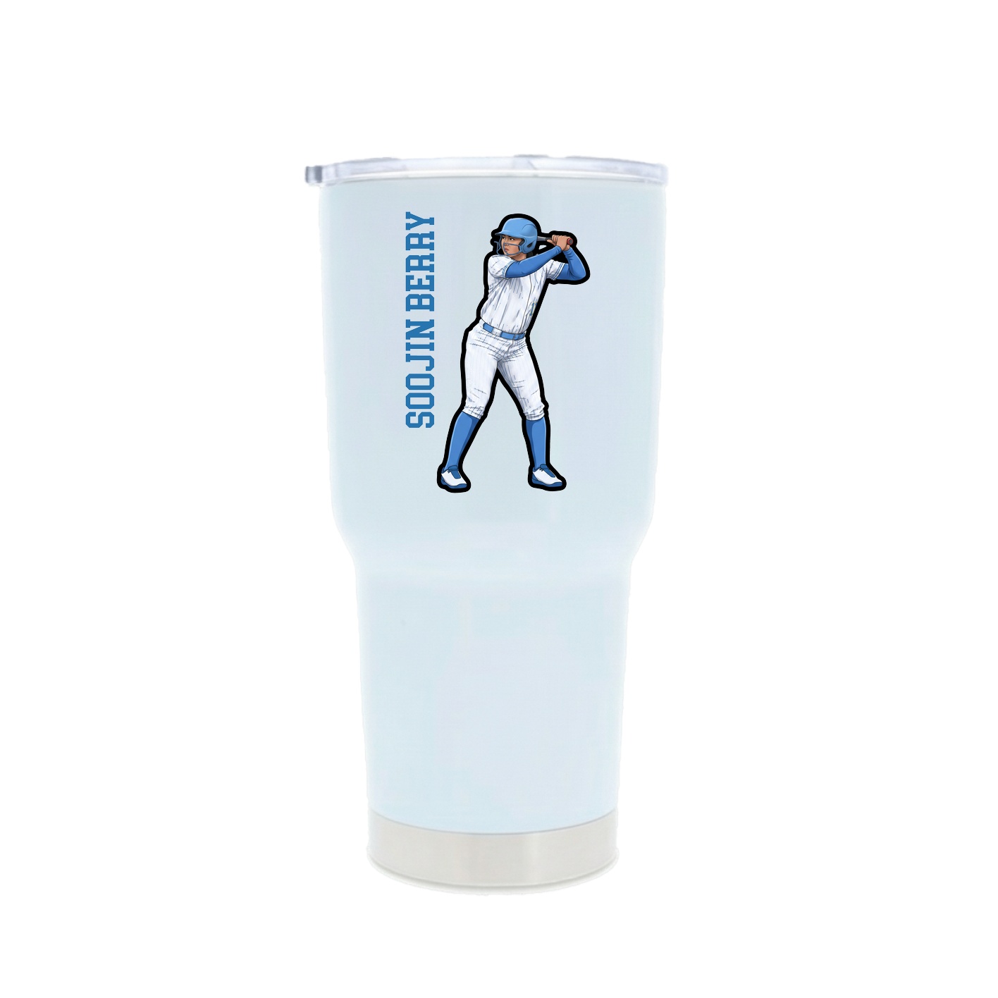 30oz Stainless Steel Tumbler — Name Vertical in White