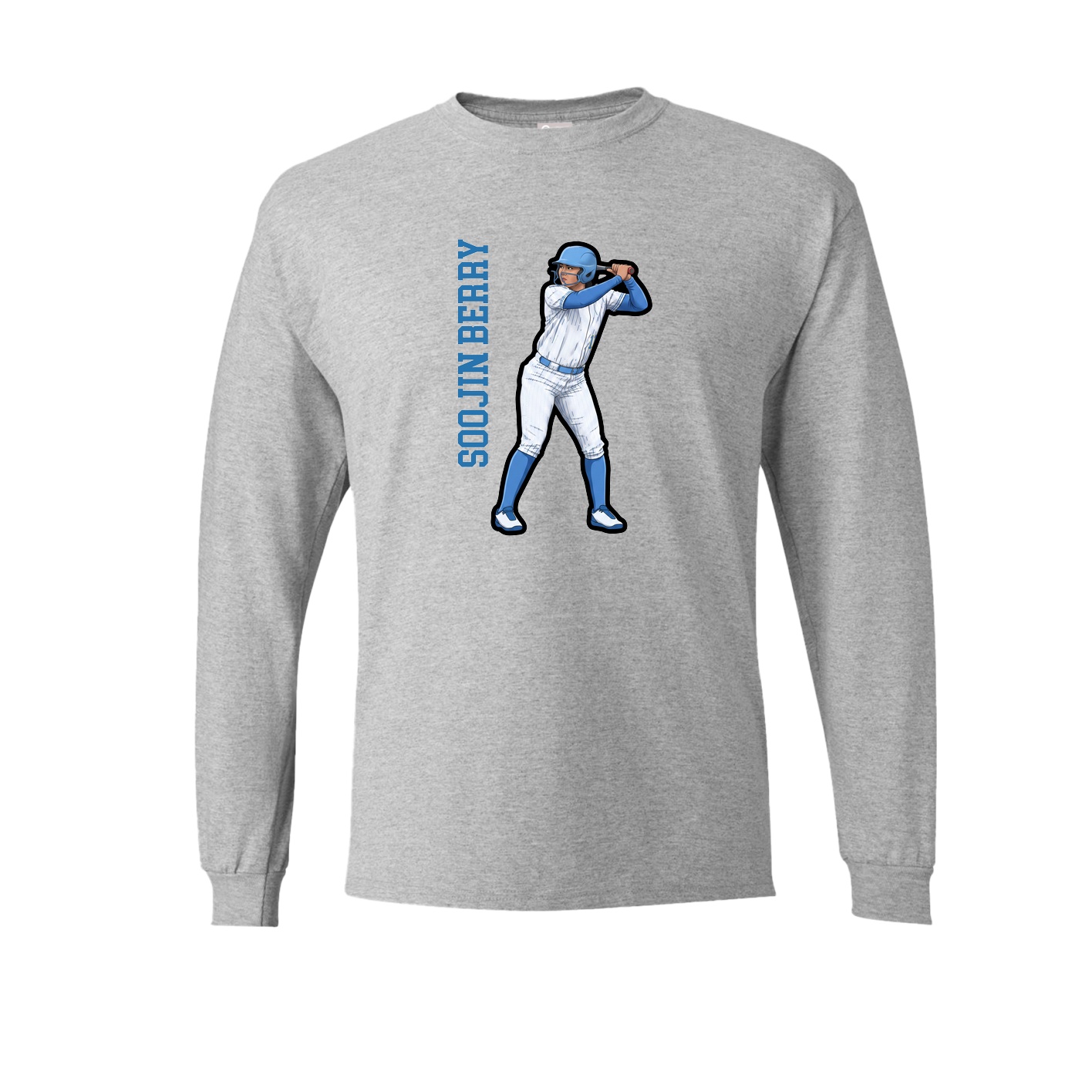 Long Sleeve Tee — Name Vertical in Grey