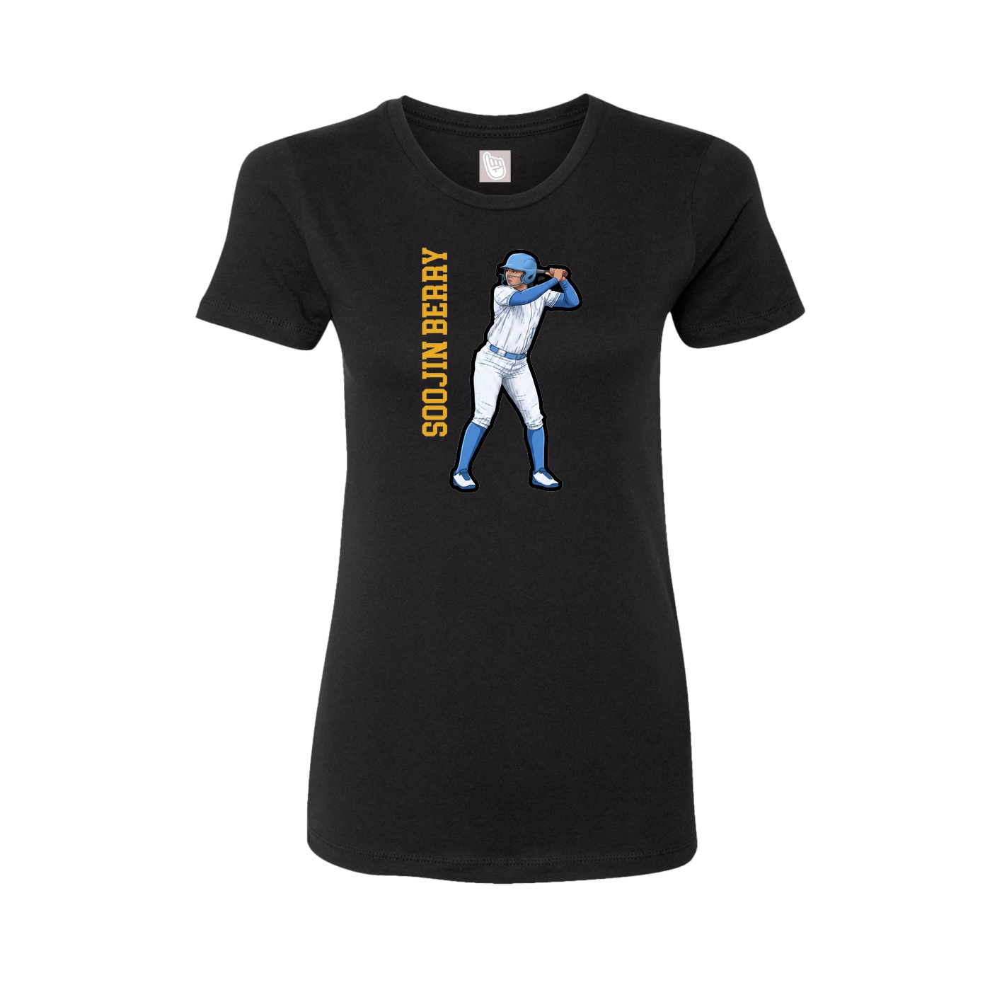Fitted Women's Tee — Name Vertical in Black