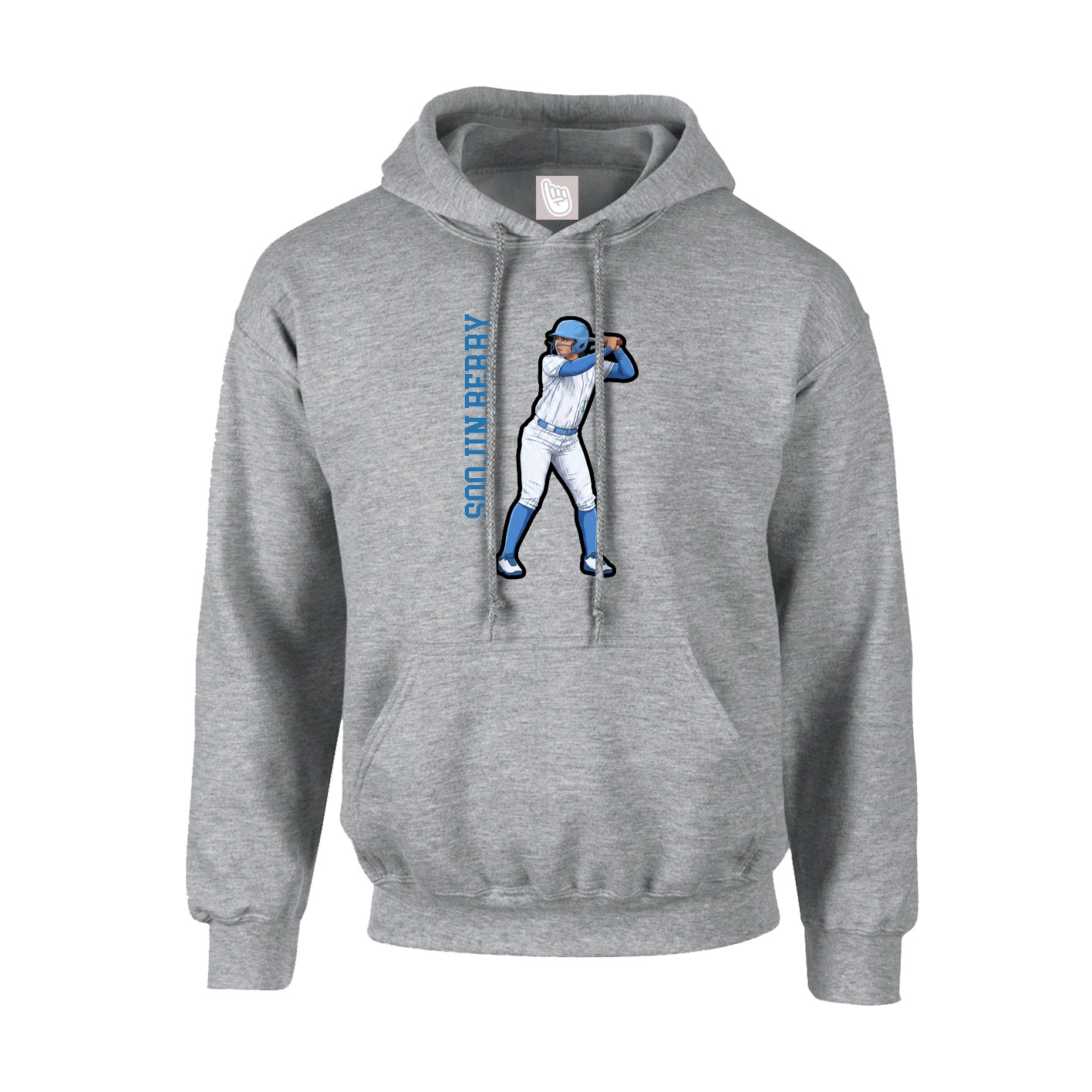Hoodie — Name Vertical in Grey