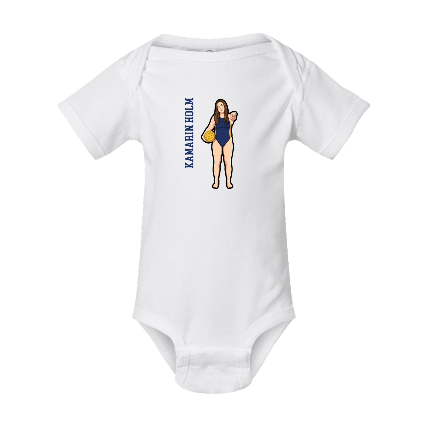Baby Onesie — Name Vertical in White