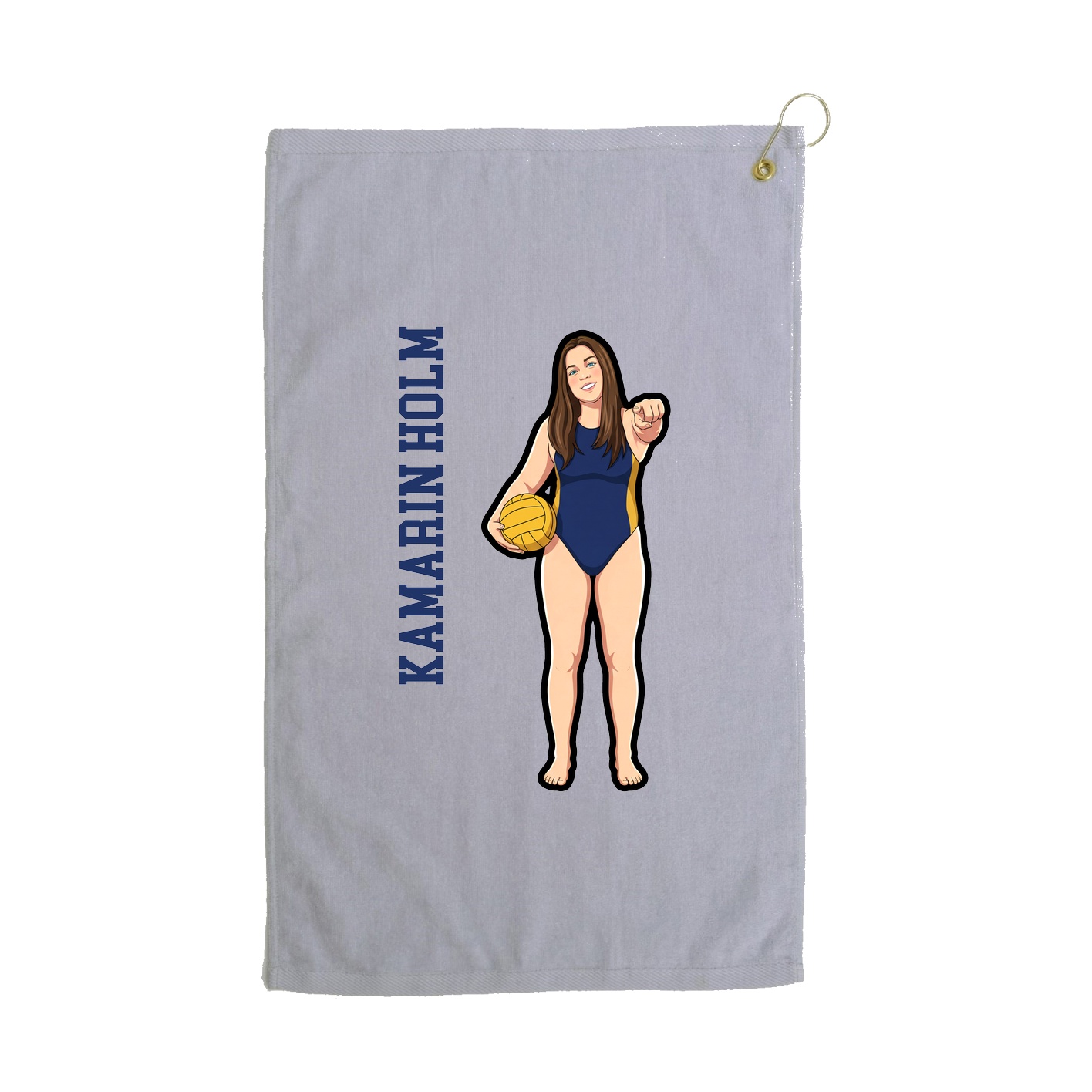 Golf Towel — Name Vertical in Grey