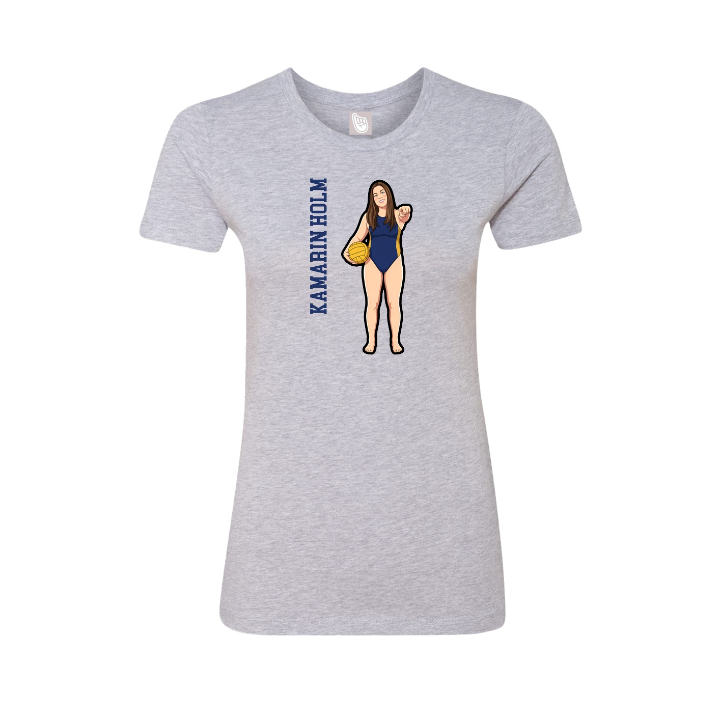 Fitted Women's Tee — Name Vertical in Grey