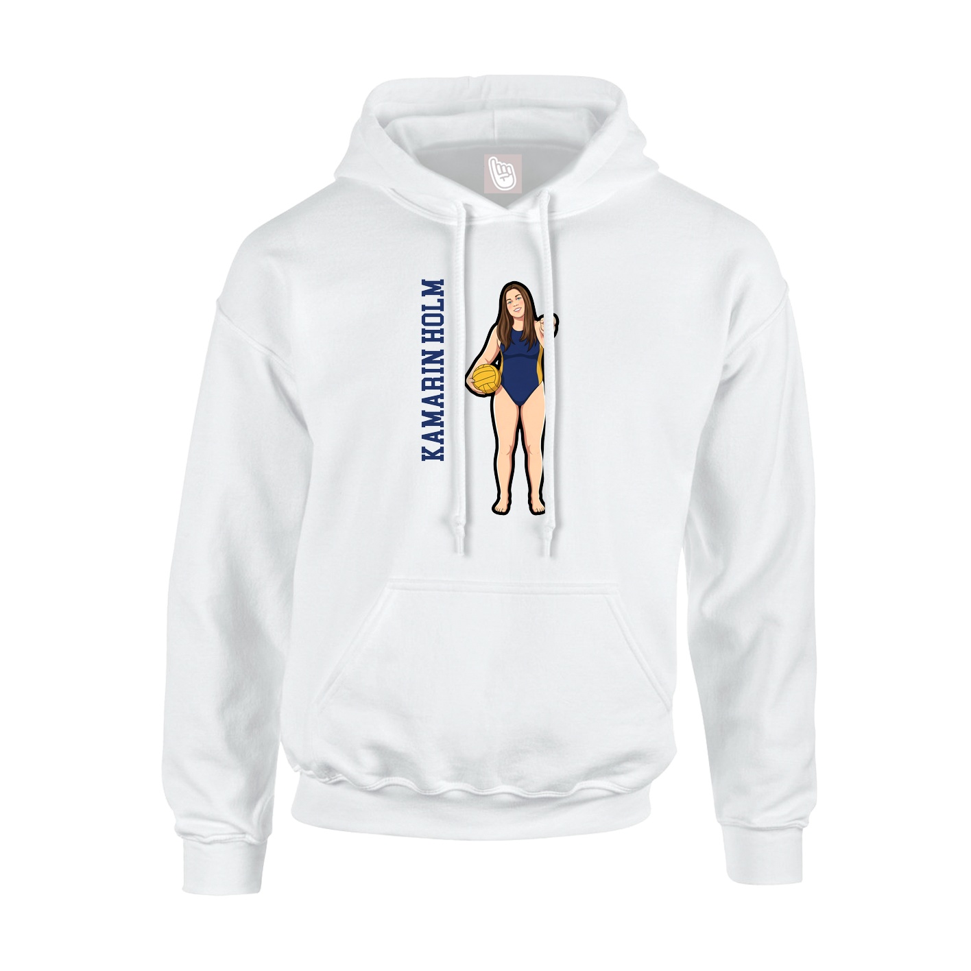 Youth Hoodie — Name Vertical in White