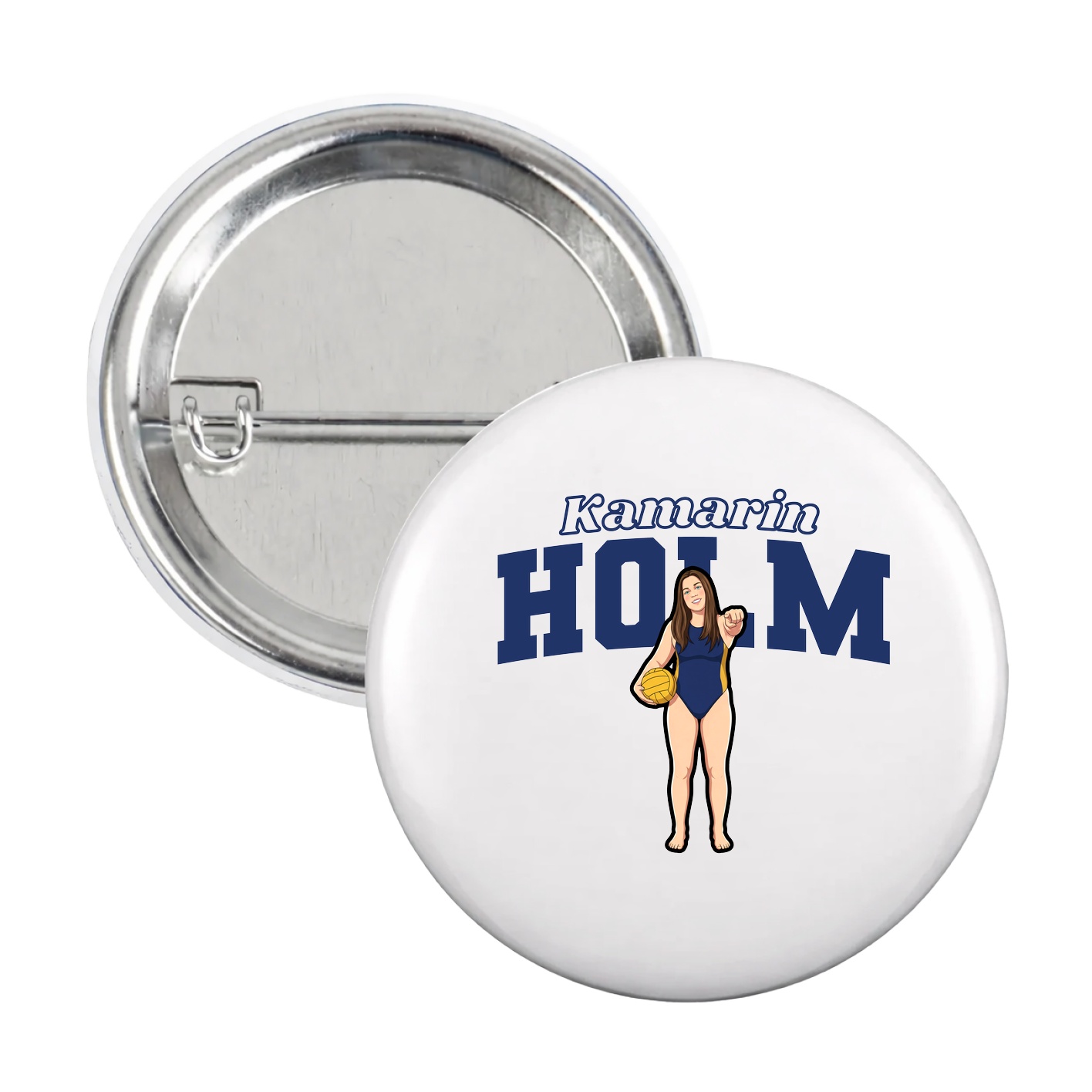 Game Day Button — Name Arch in White
