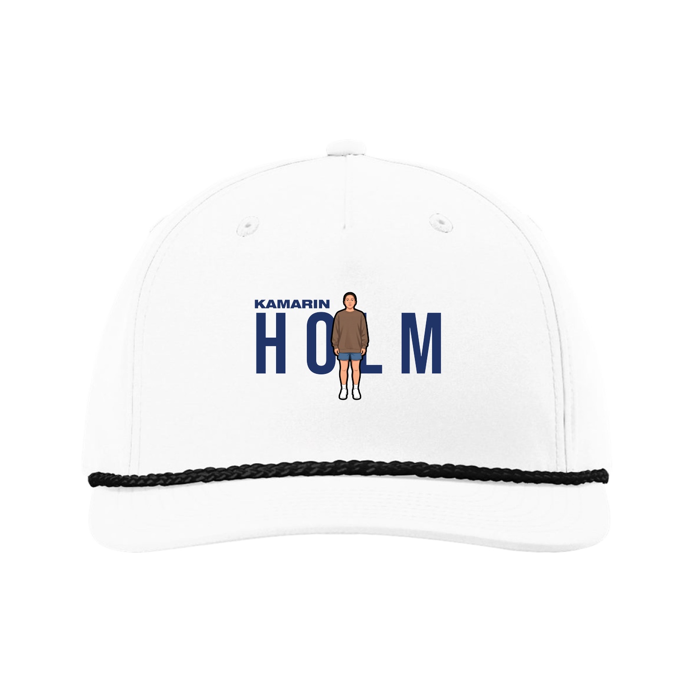Five-Panel Classic Rope Cap — Player Name in White