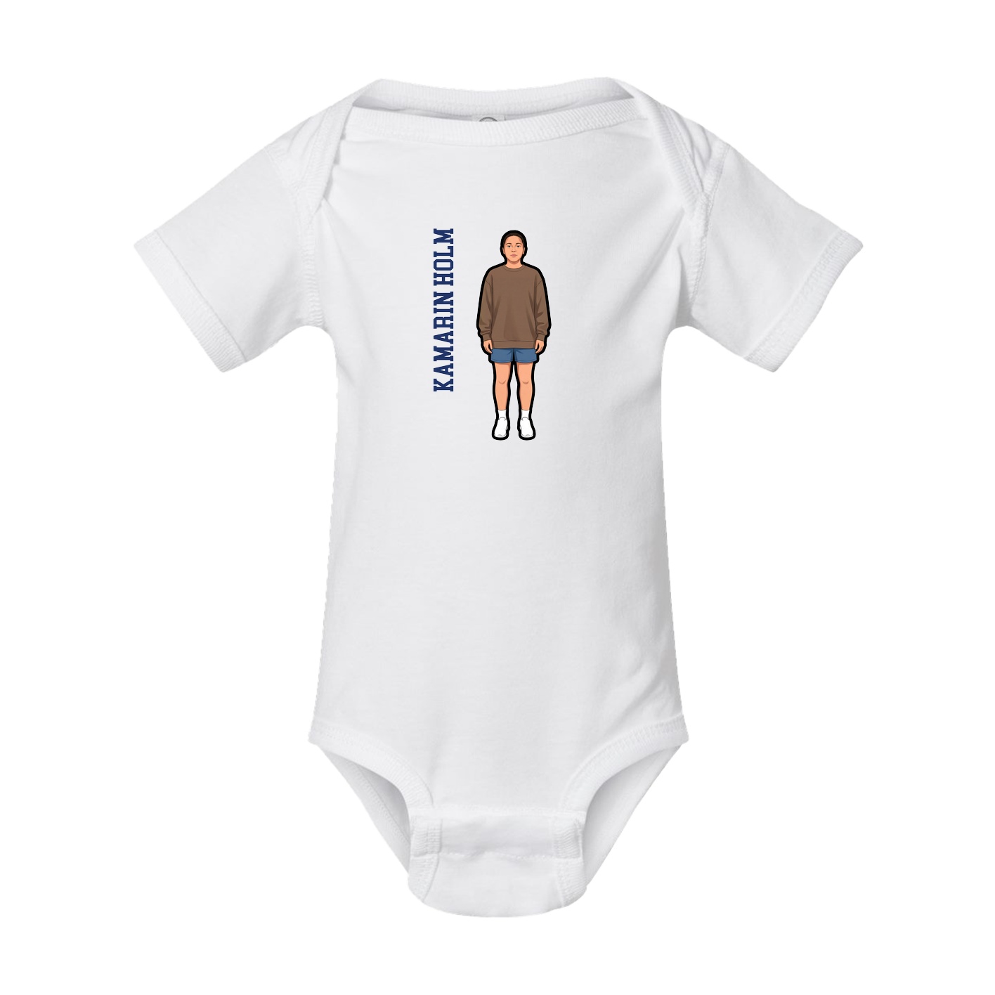 Baby Onesie — Name Vertical in White