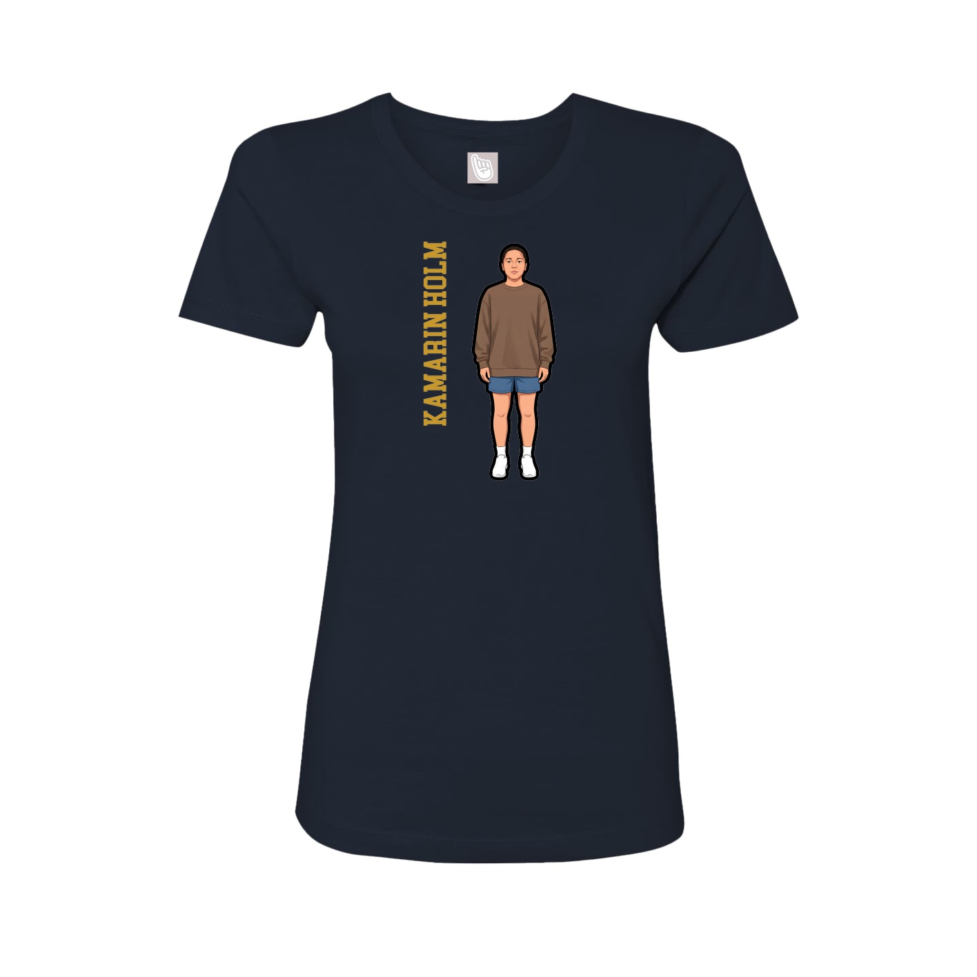 Fitted Women's Tee — Name Vertical in Navy