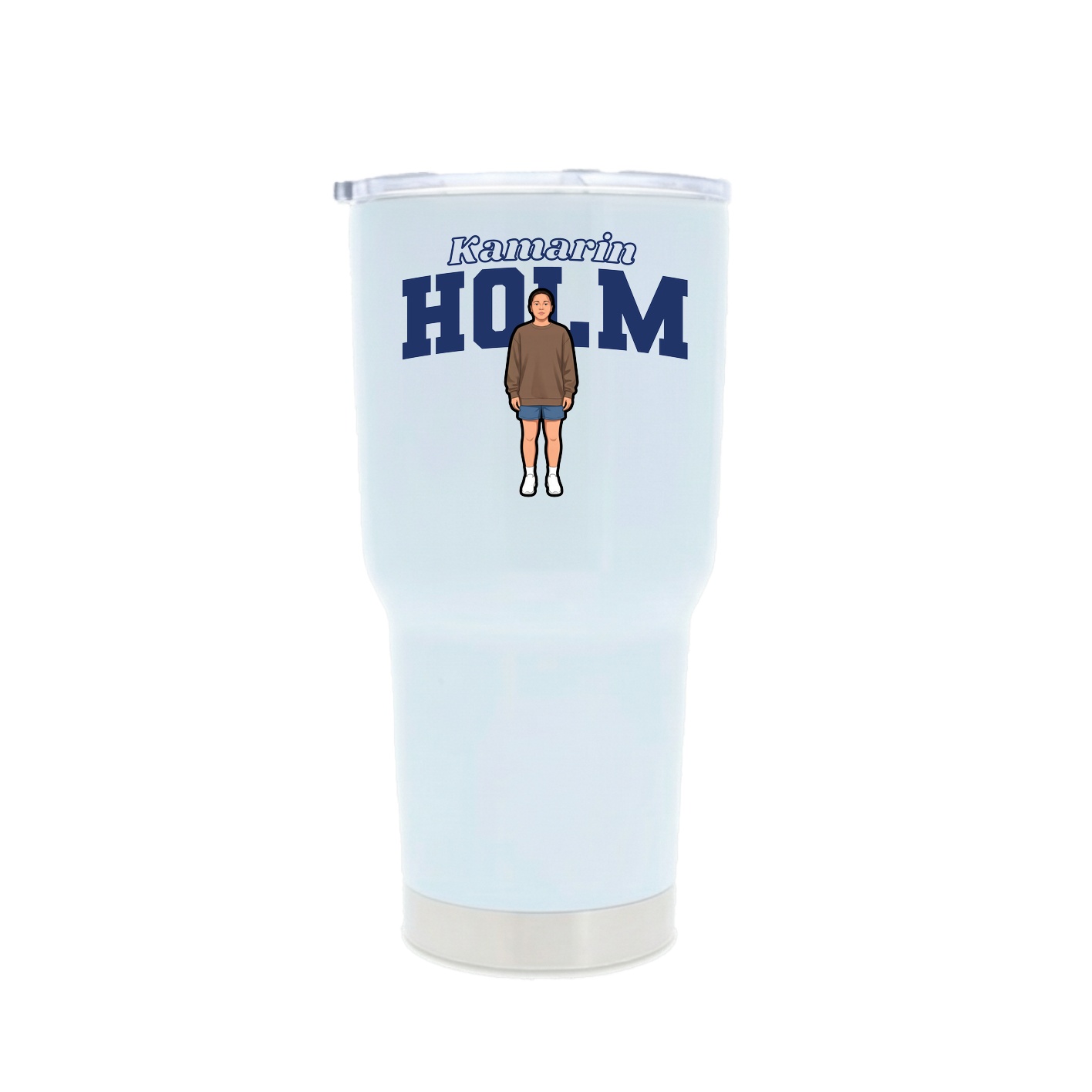 30oz Stainless Steel Tumbler — Name Arch in White