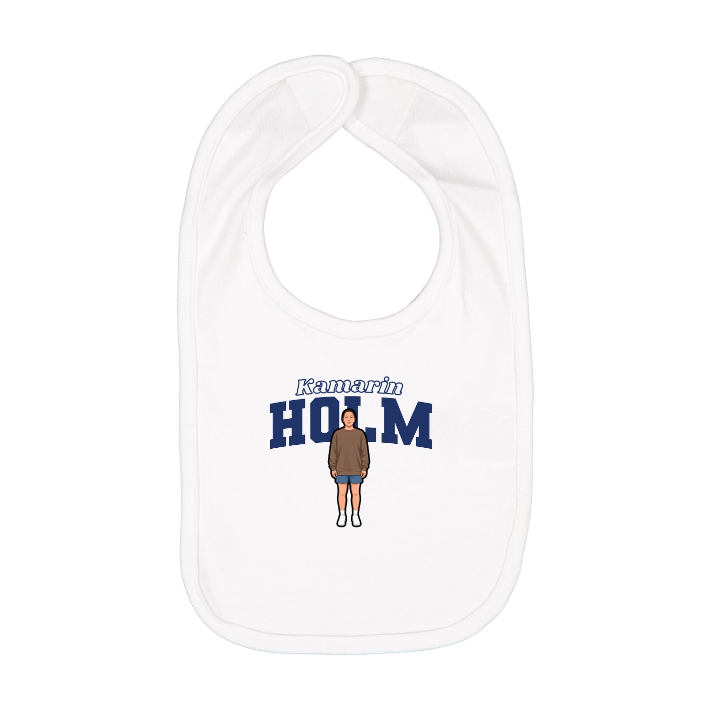 Infant Bib — Name Arch in White