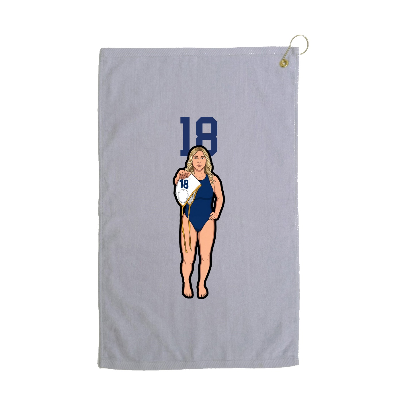 Golf Towel — Number Top in Grey
